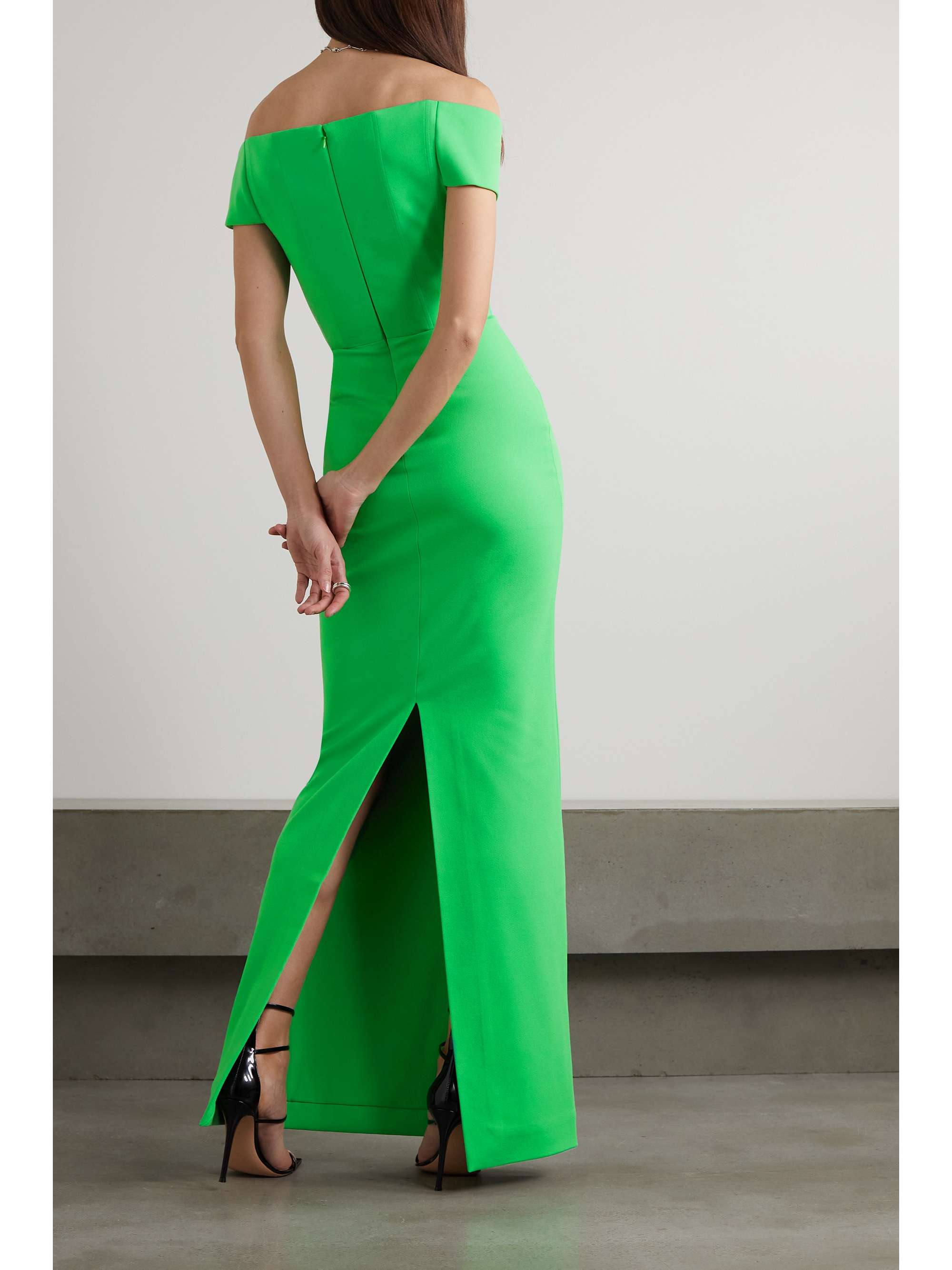 SOLACE LONDON Marlowe off-the-shoulder crepe gown