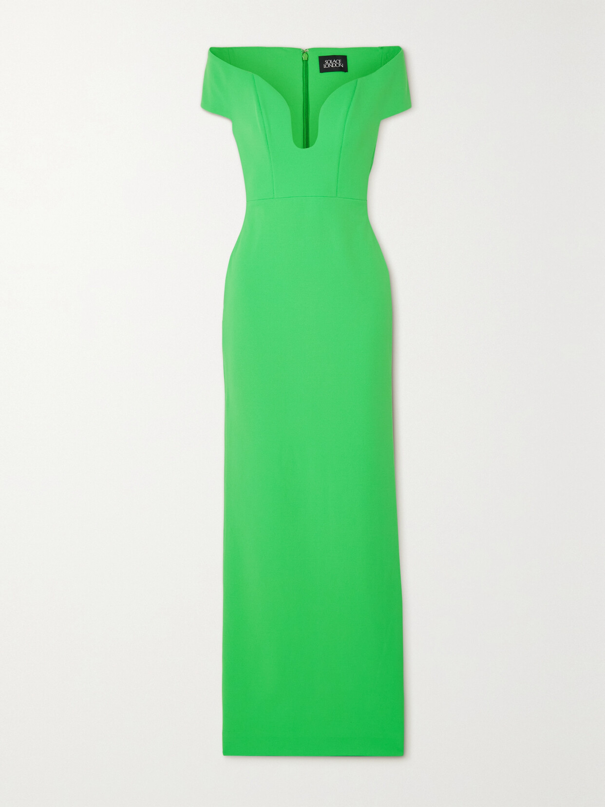 Solace London Marlowe Off-the-shoulder Crepe Gown - Green