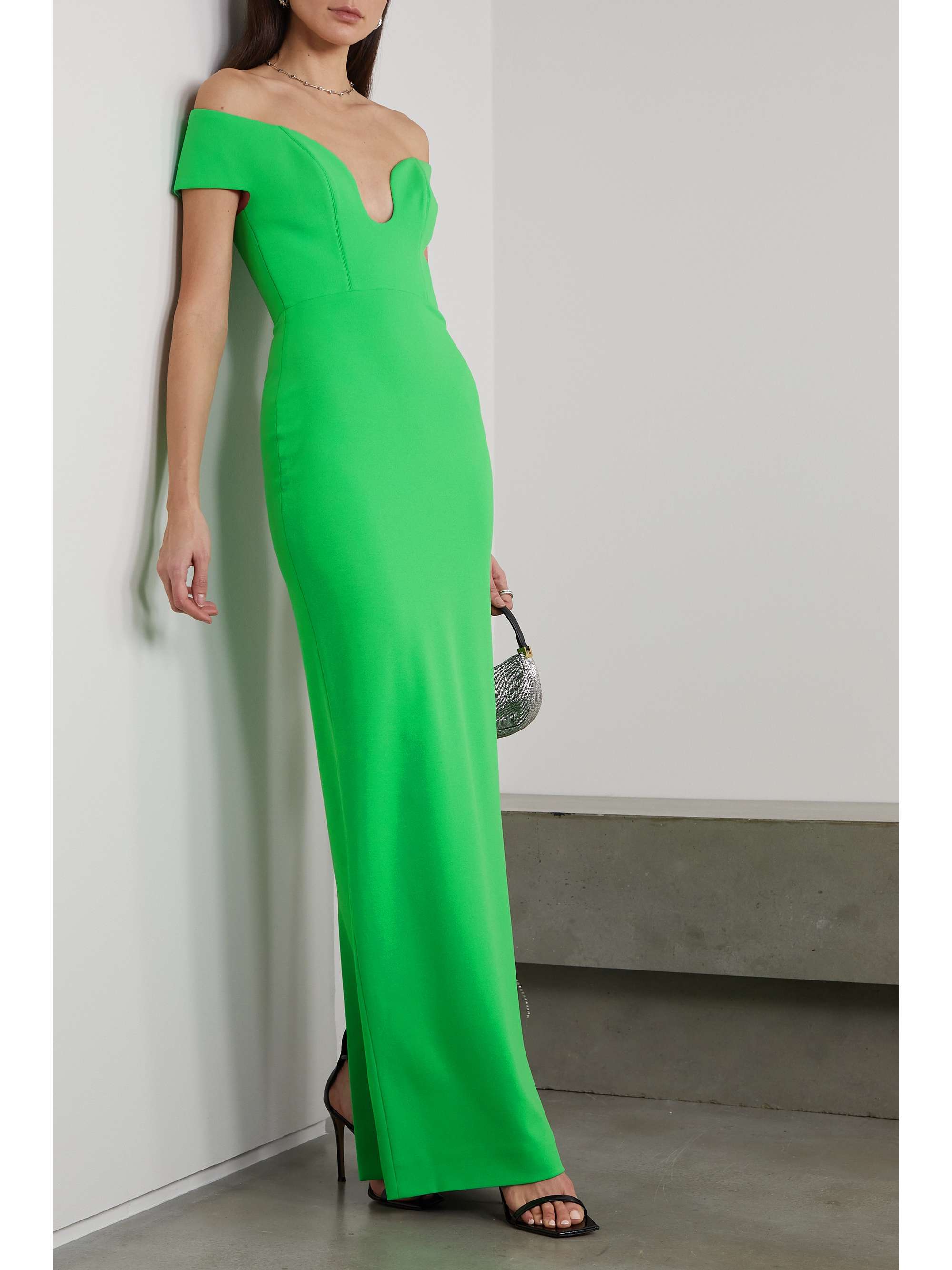 SOLACE LONDON Marlowe off-the-shoulder crepe gown
