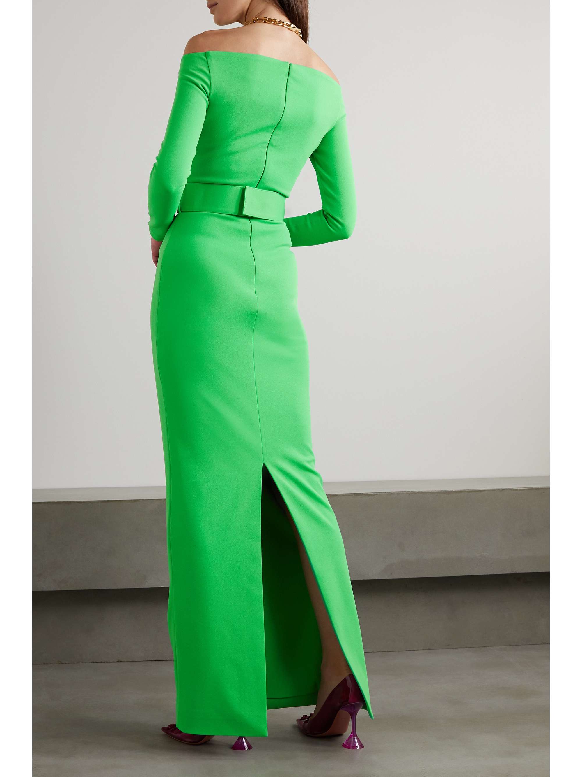 SOLACE LONDON Sabina off-the-shoulder stretch-crepe maxi dress