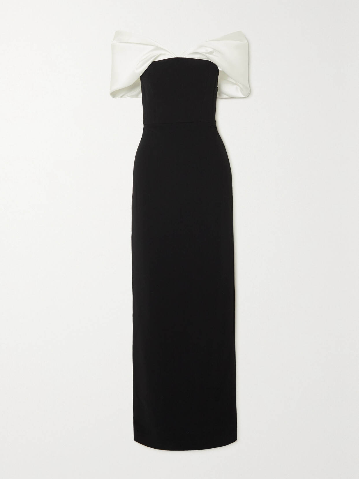 Shop Solace London Dakota Off-the-shoulder Crepe And Satin-twill Gown In Black