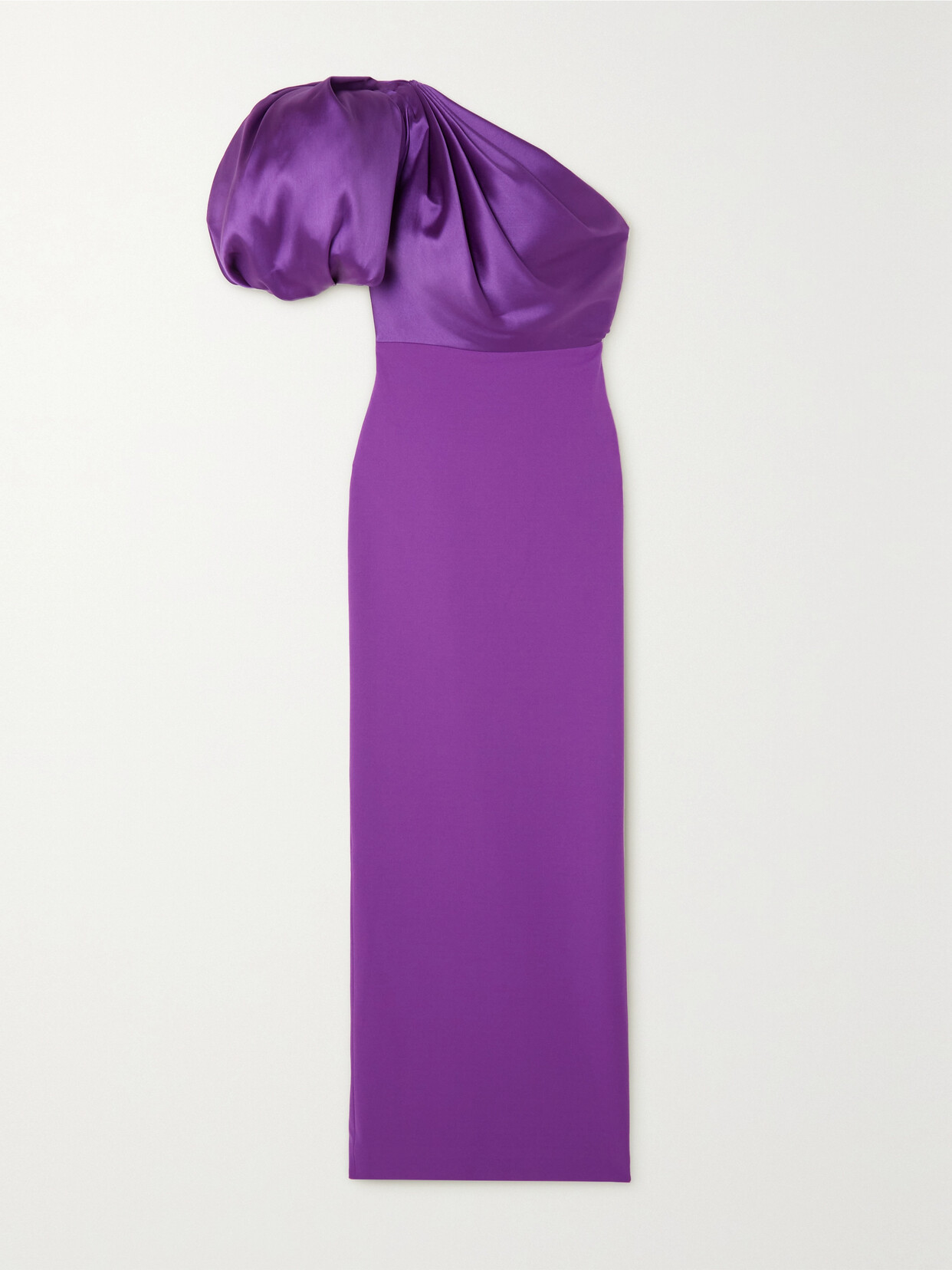 Solace London Karli One-shoulder Gathered Faille And Stretch-crepe Maxi Dress