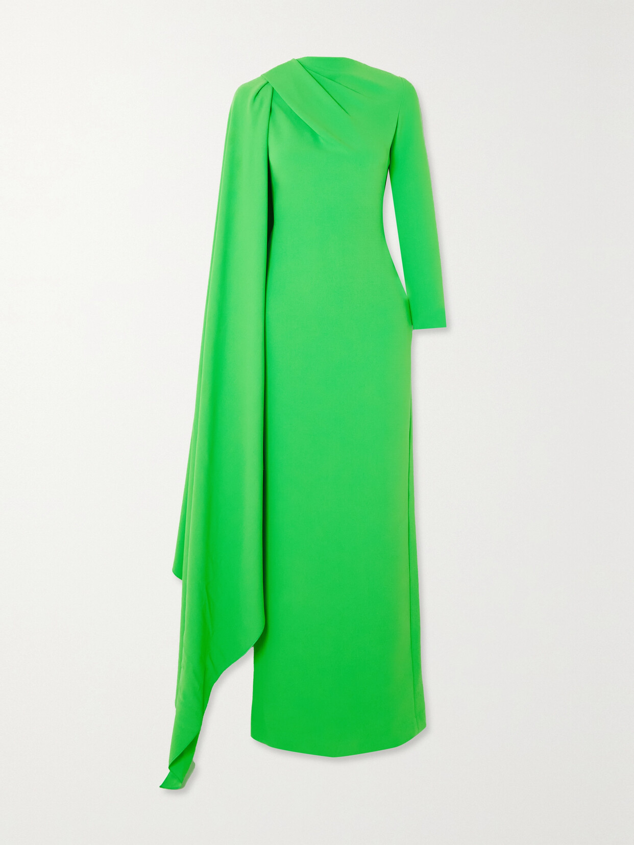 Solace London Lydia One-sleeve Cape-effect Crepe Maxi Dress - Green