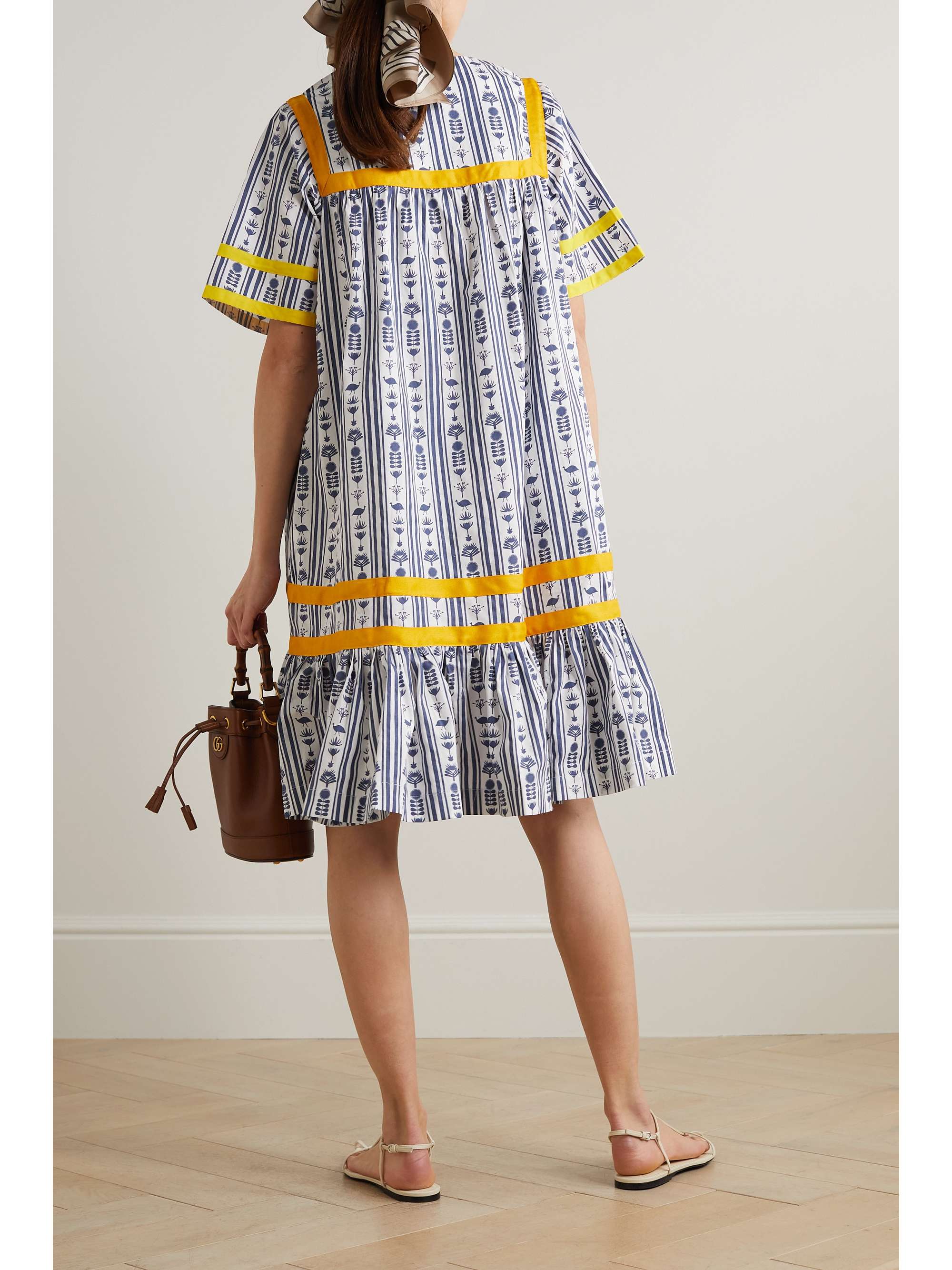 SINDISO KHUMALO bingtrimmed printed cottoncanvas dress NETAPORTER