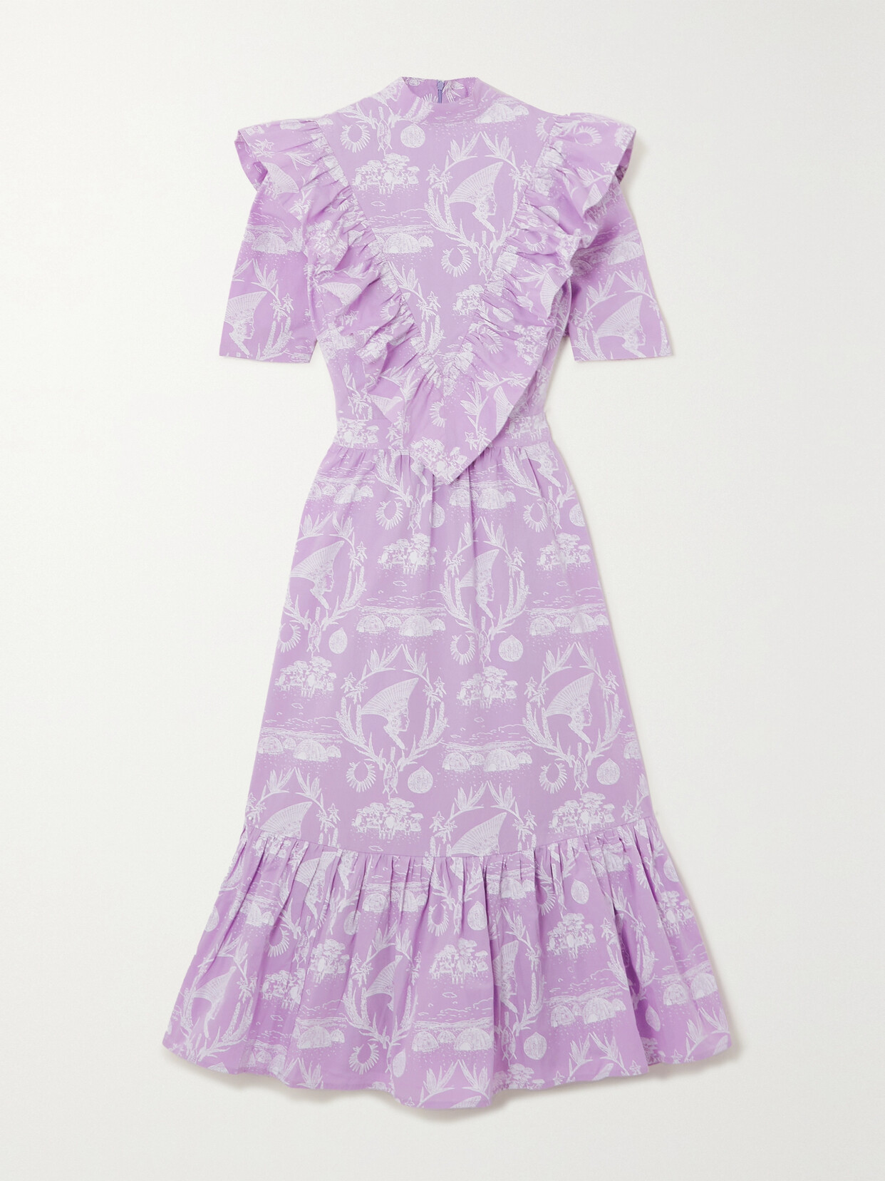 Sindiso Khumalo Celie Printed Cotton Midi Dress In Purple