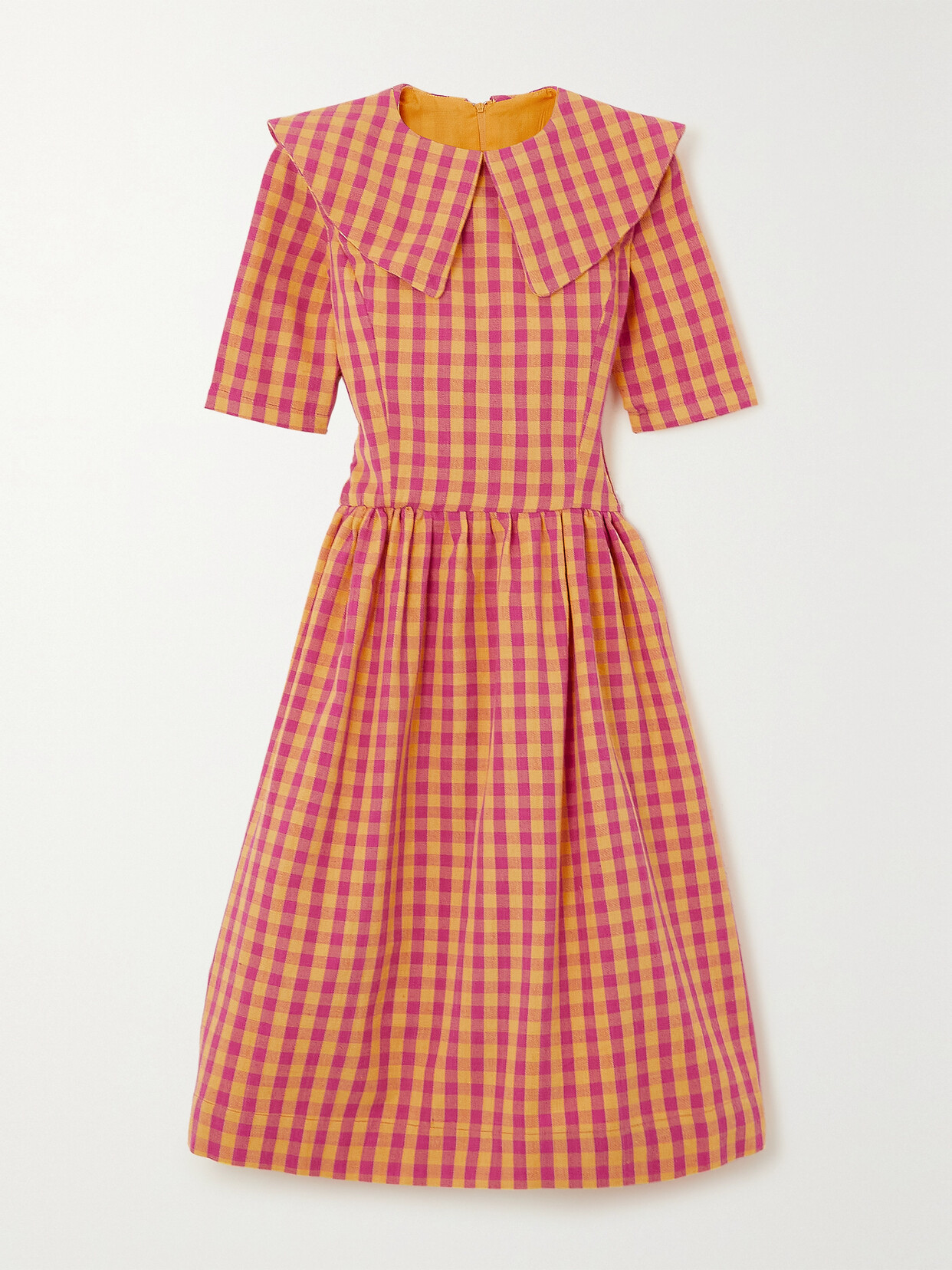 SINDISO KHUMALO - Natalie Gingham Cotton Dress - Orange