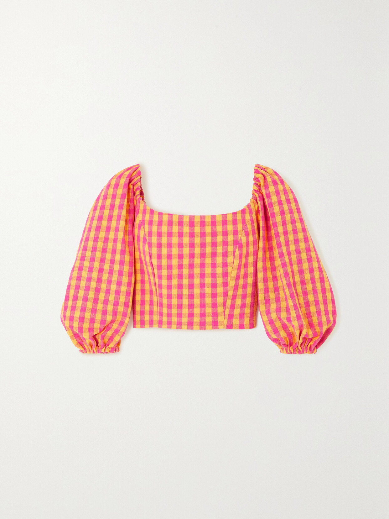 SINDISO KHUMALO Patti Cropped Checked Cotton-canvas Top - Orange