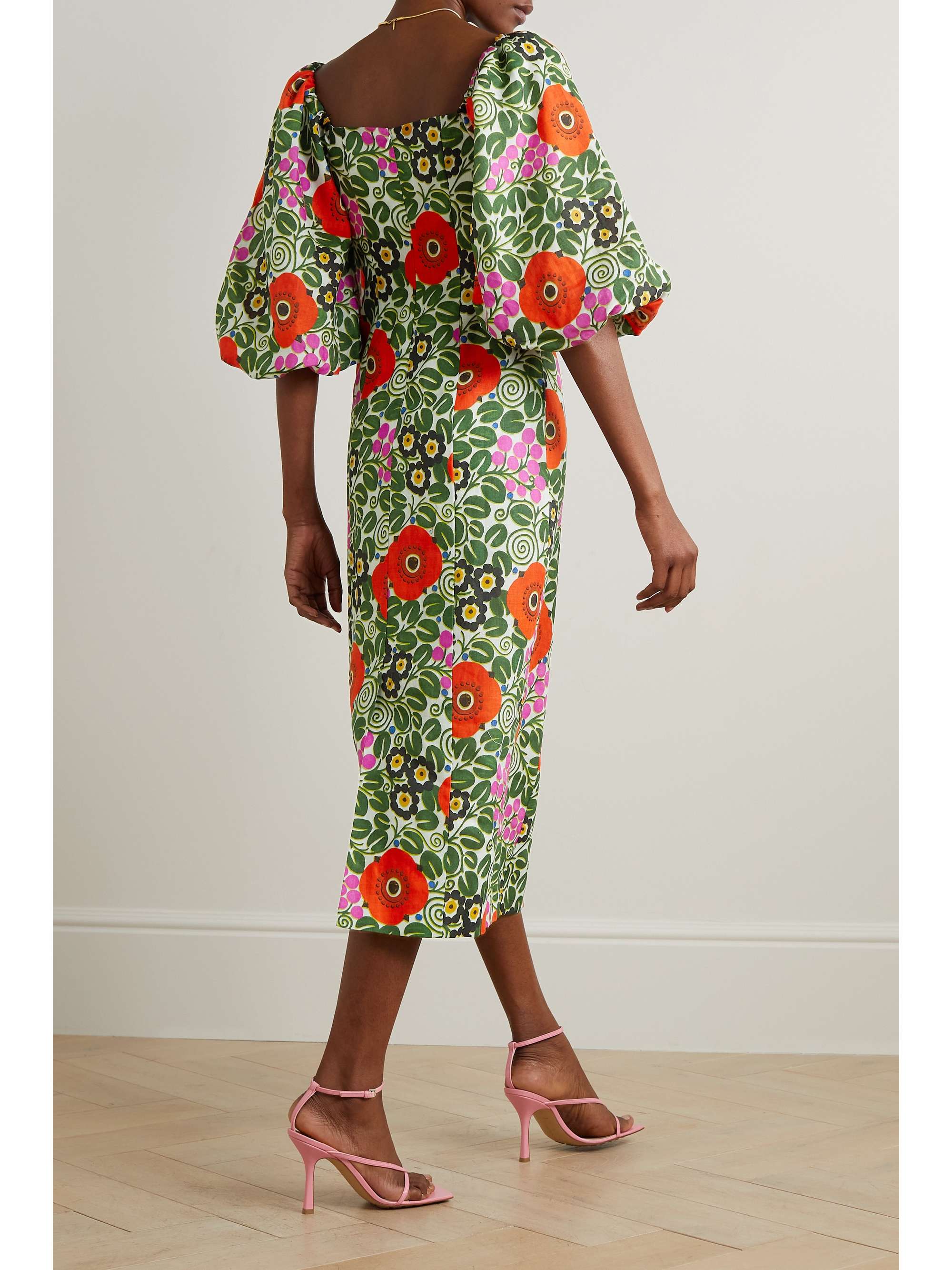 RHODE Noa cutout floral-print linen midi dress