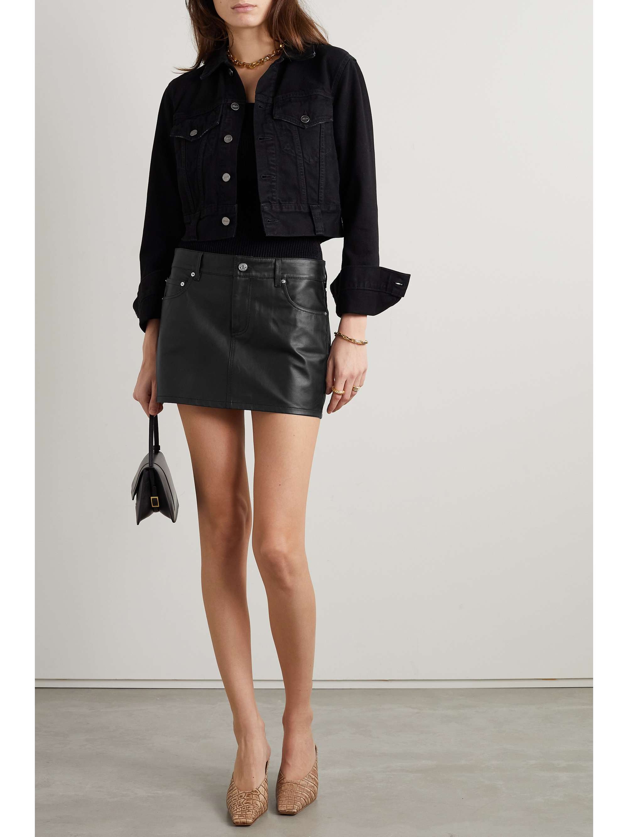 GRLFRND Niki leather mini skirt