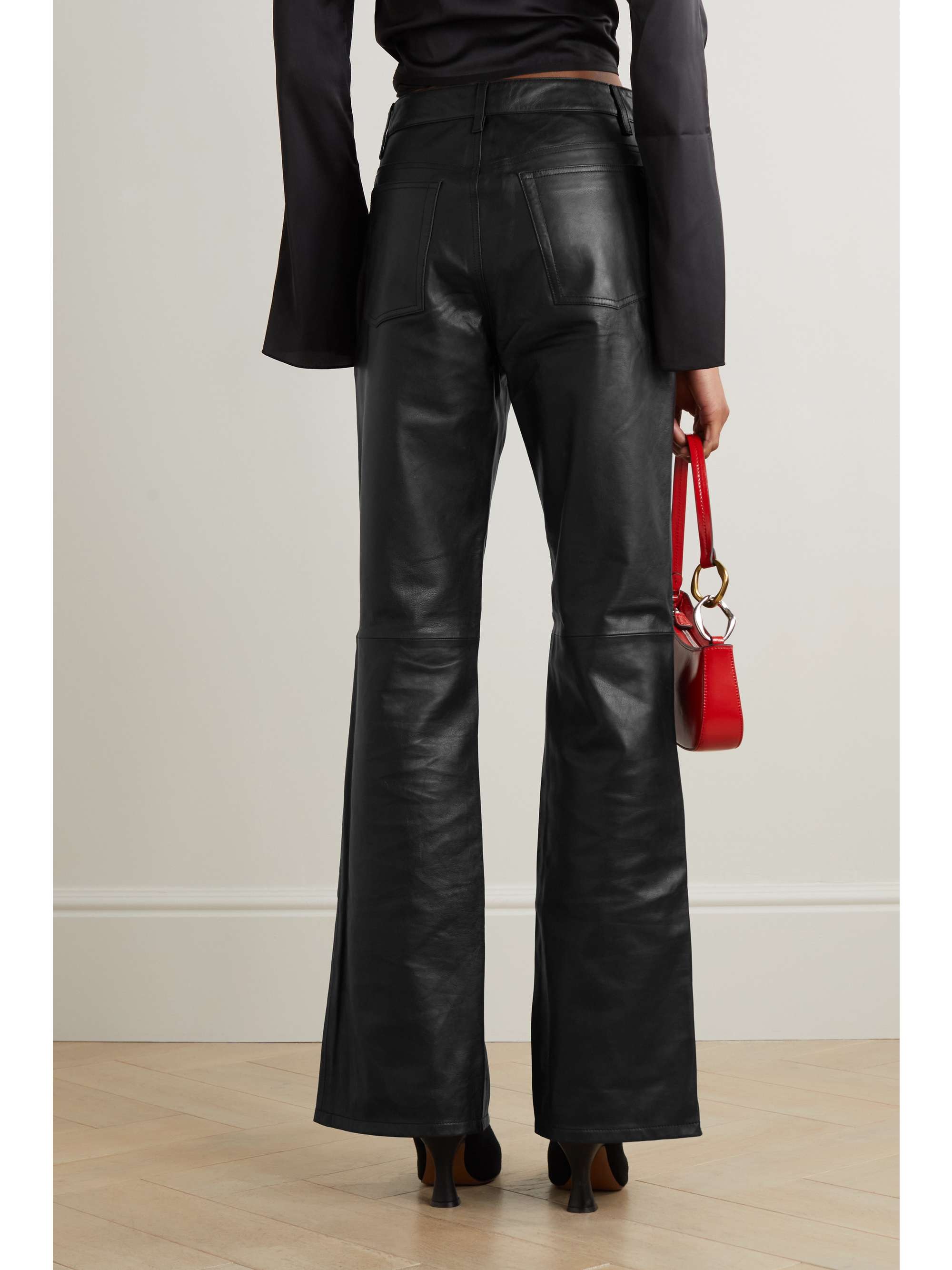 GRLFRND Hallie leather flared pants