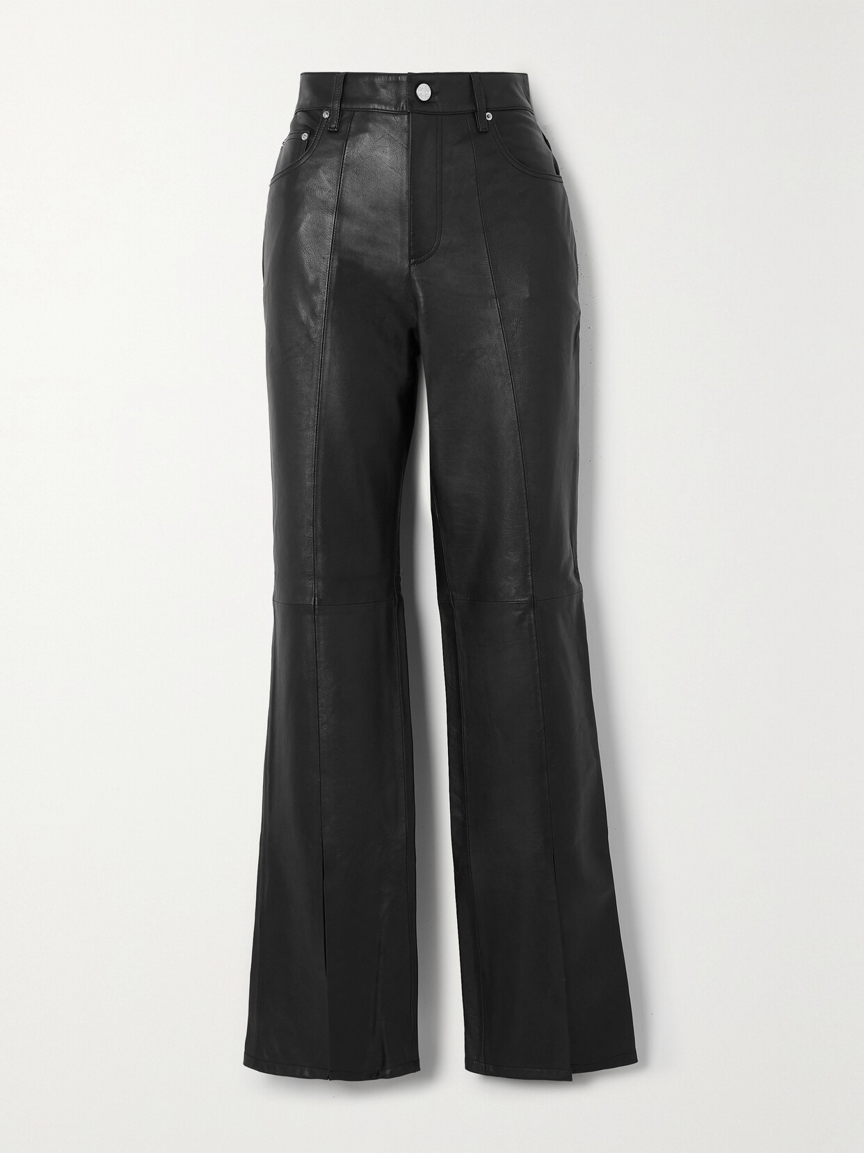 GRLFRND - Hallie Leather Flared Pants - Black