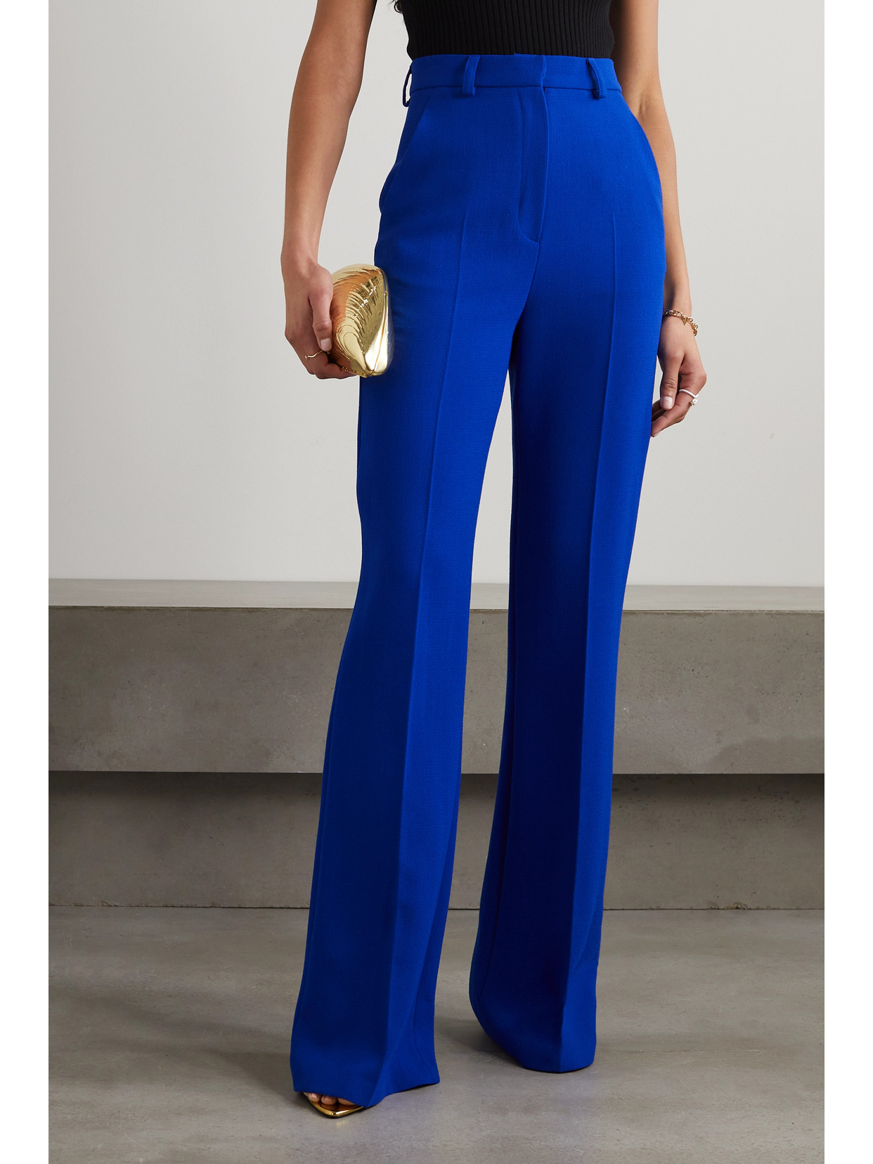 David Koma Wool-crepe Straight-leg Pants In Blue