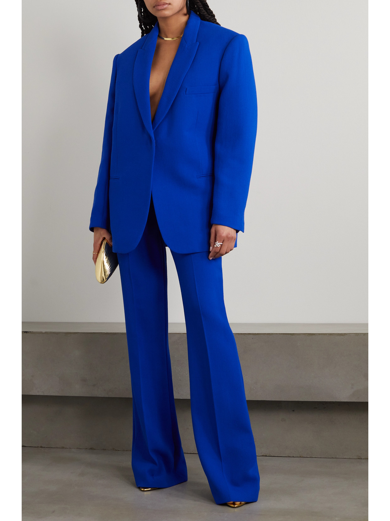 David Koma Wool-crepe Straight-leg Pants In Blue