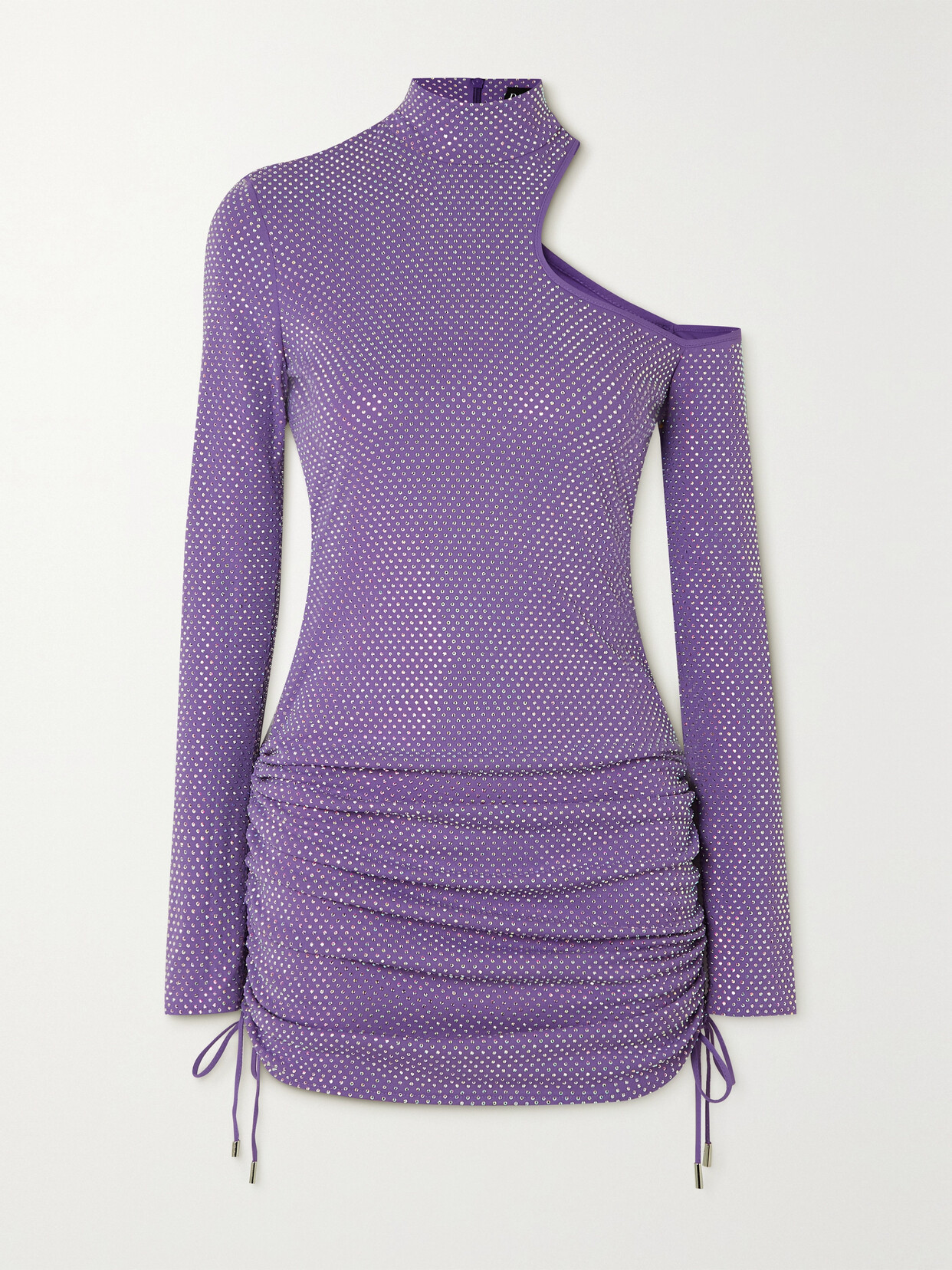 David Koma - Cutout Crystal-embellished Stretch-jersey Mini Dress - Purple