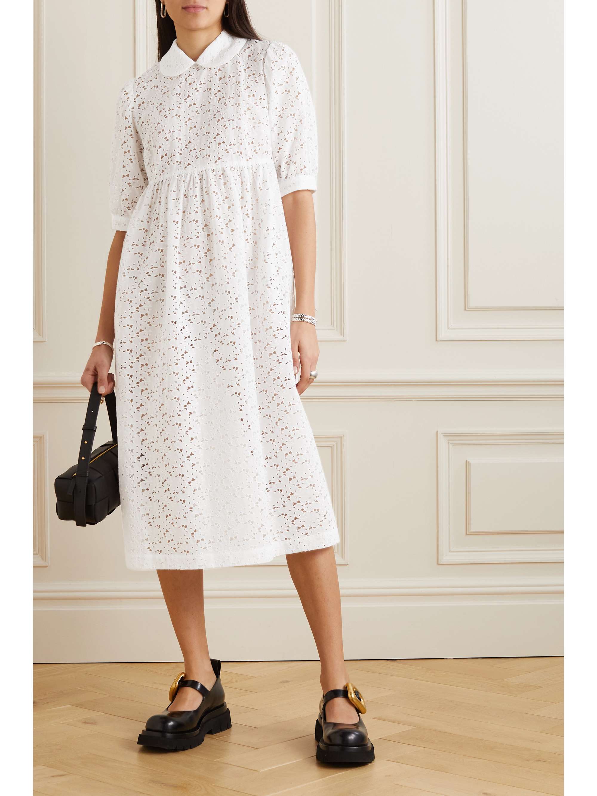 Broderie anglaise cotton midi dress