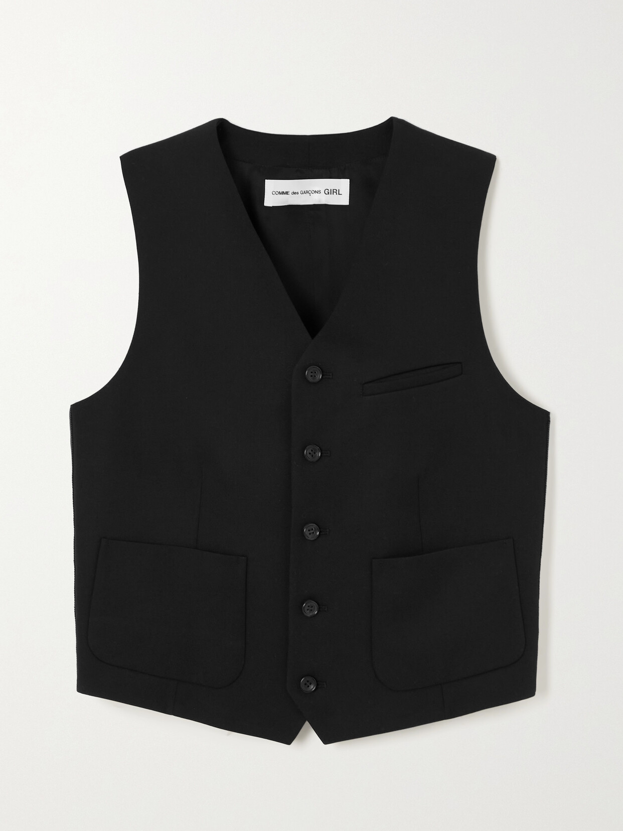 Comme des Garçons GIRL - Striped Grosgrain-trimmed Wool-gabardine Vest - Black