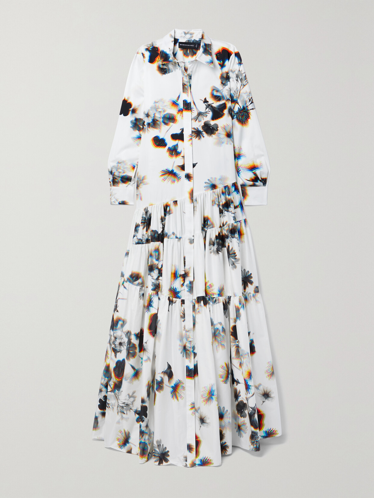 Brandon Maxwell - The Gracie Floral-print Cotton-poplin Maxi Shirt Dress - White