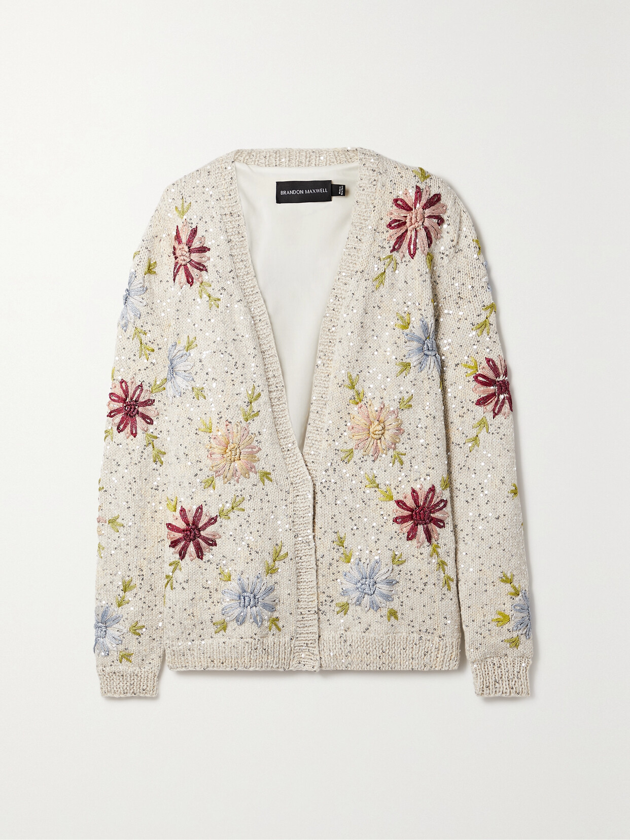 Brandon Maxwell - Sawyer Embroidered Sequin-embellished Wool Cardigan - Cream