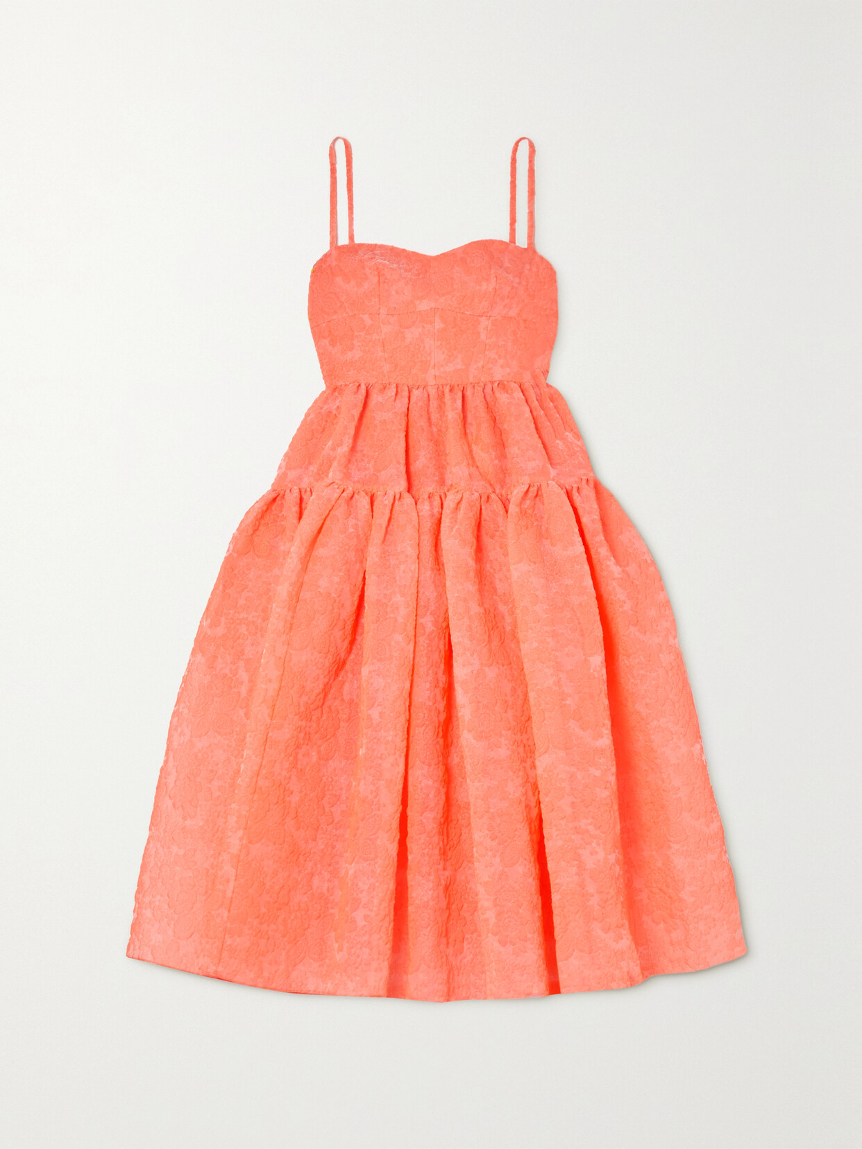 Erdem Abelia Organza Cloque Midi Dress In Coral