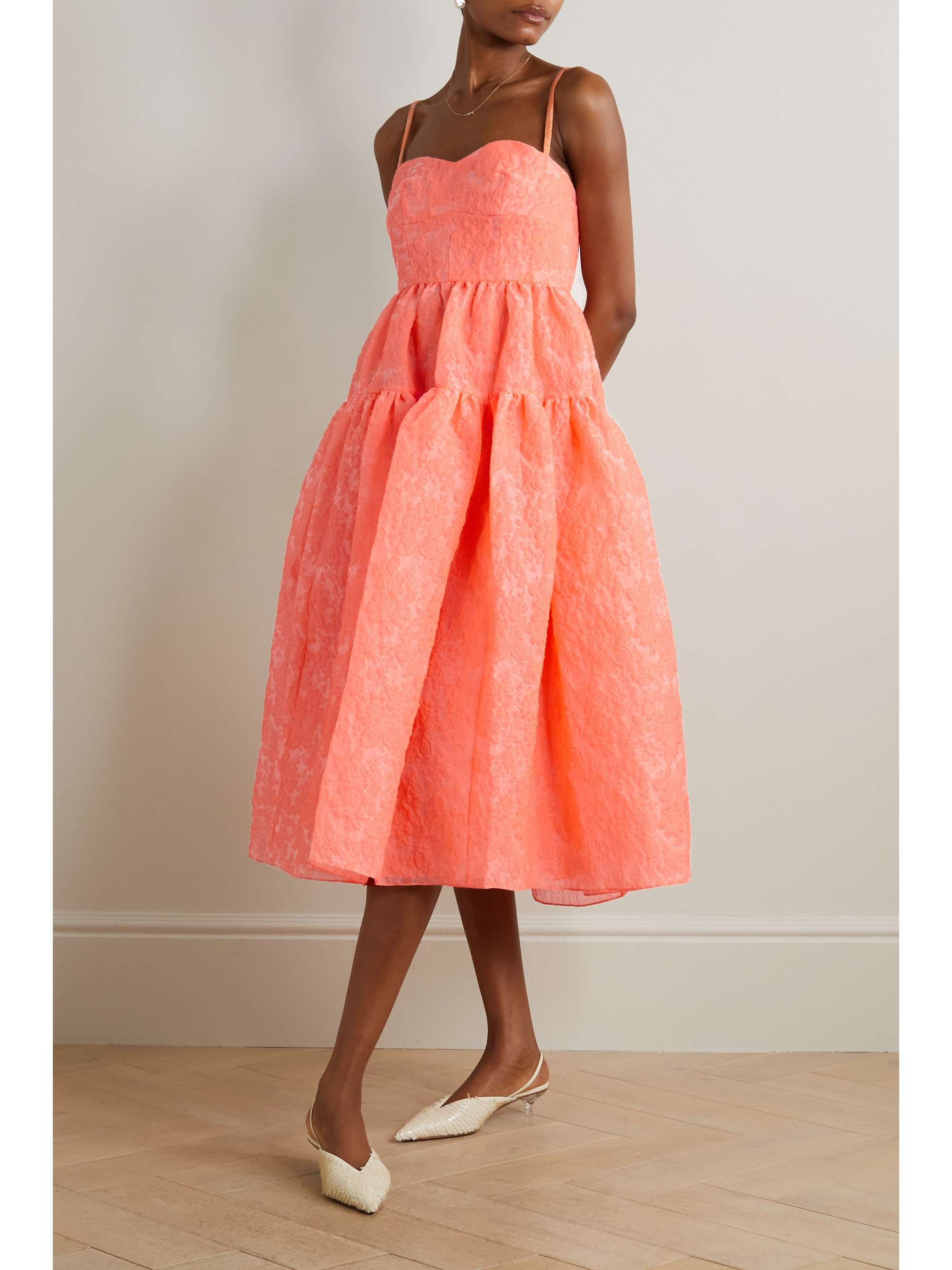 ERDEM Abelia tiered cloqué midi dress