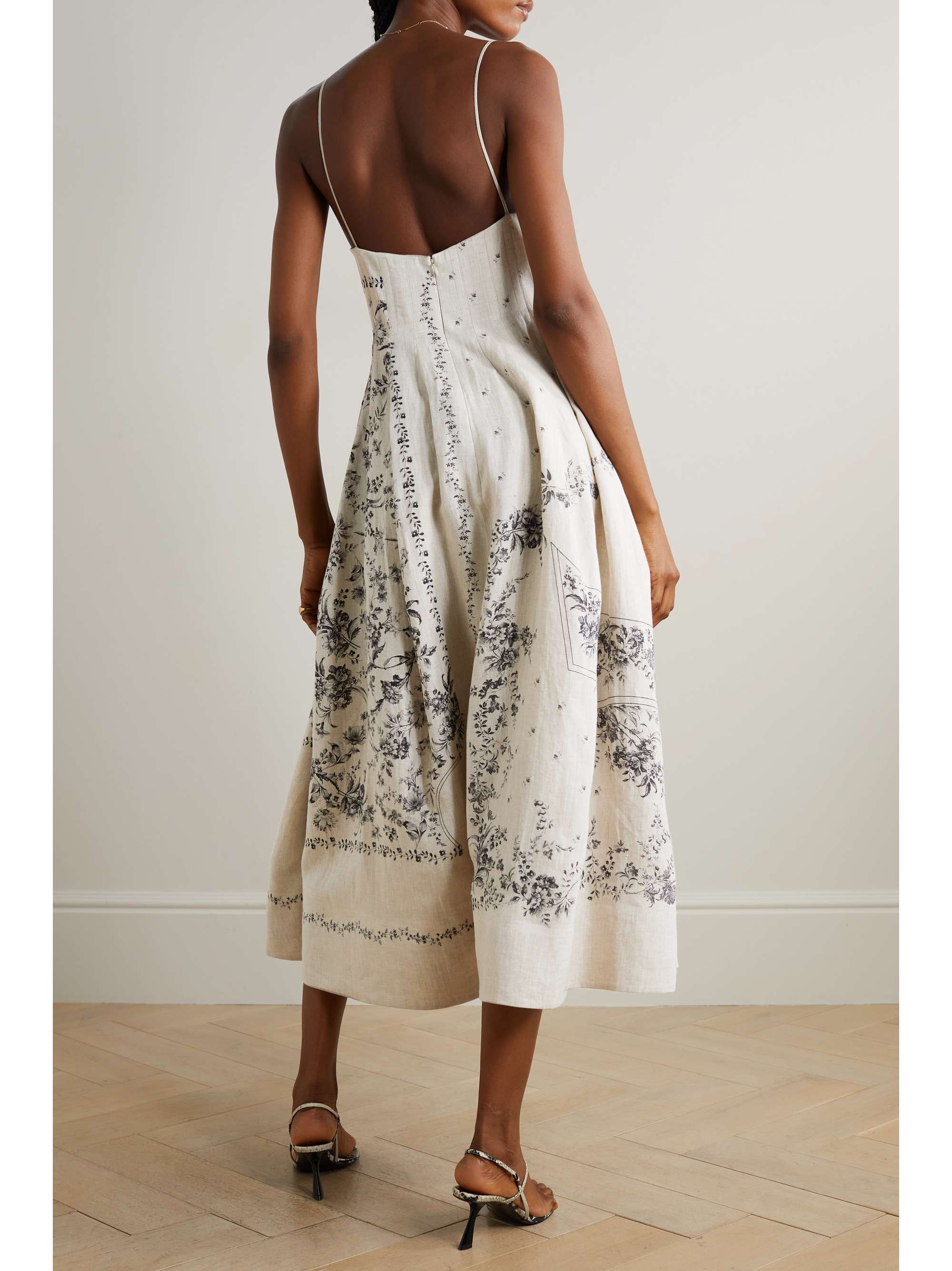 ERDEM Catalina floralprint linen midi dress NETAPORTER