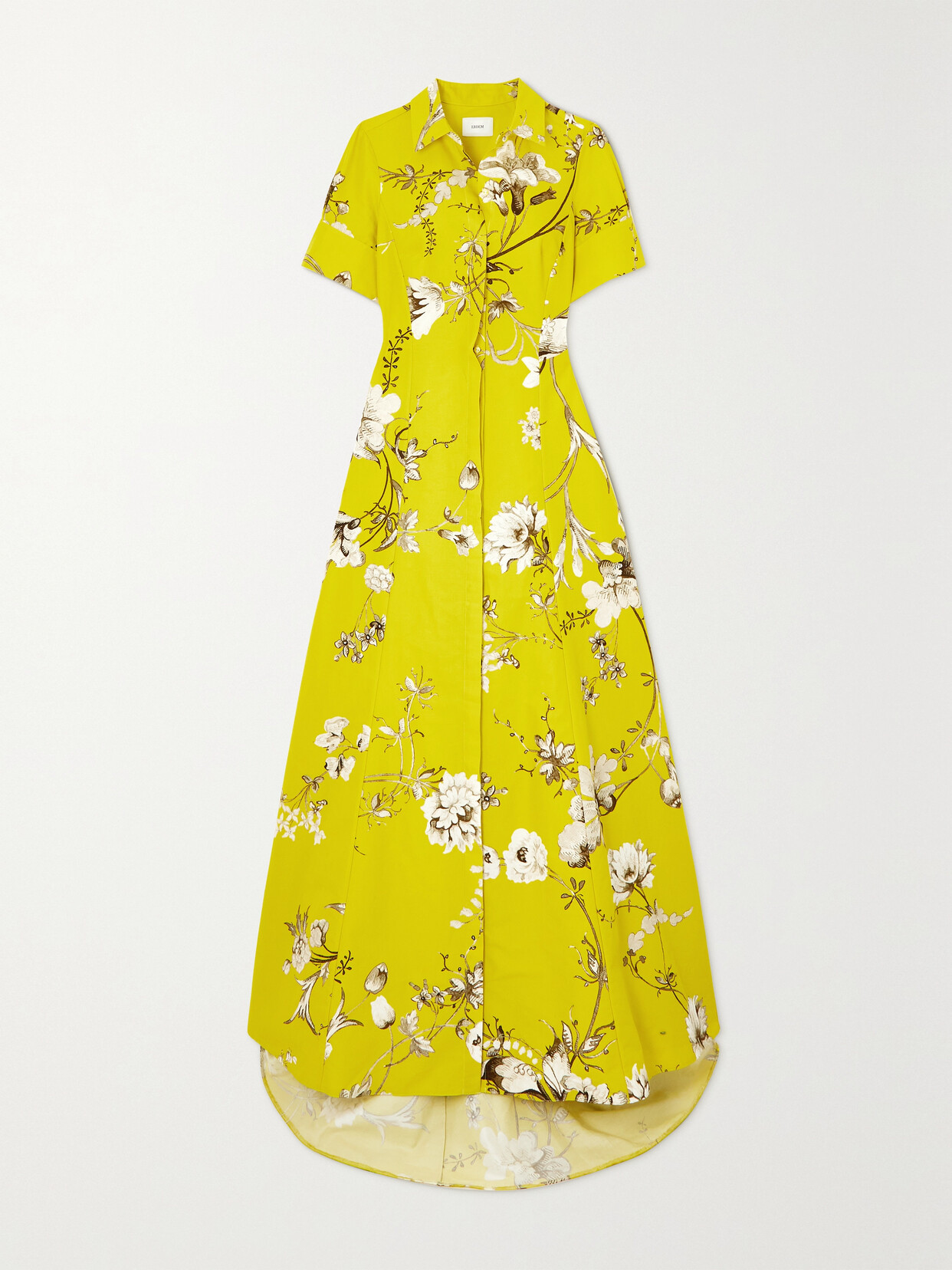 Erdem Ilana Floral-print Cotton-faille Gown In Yellow