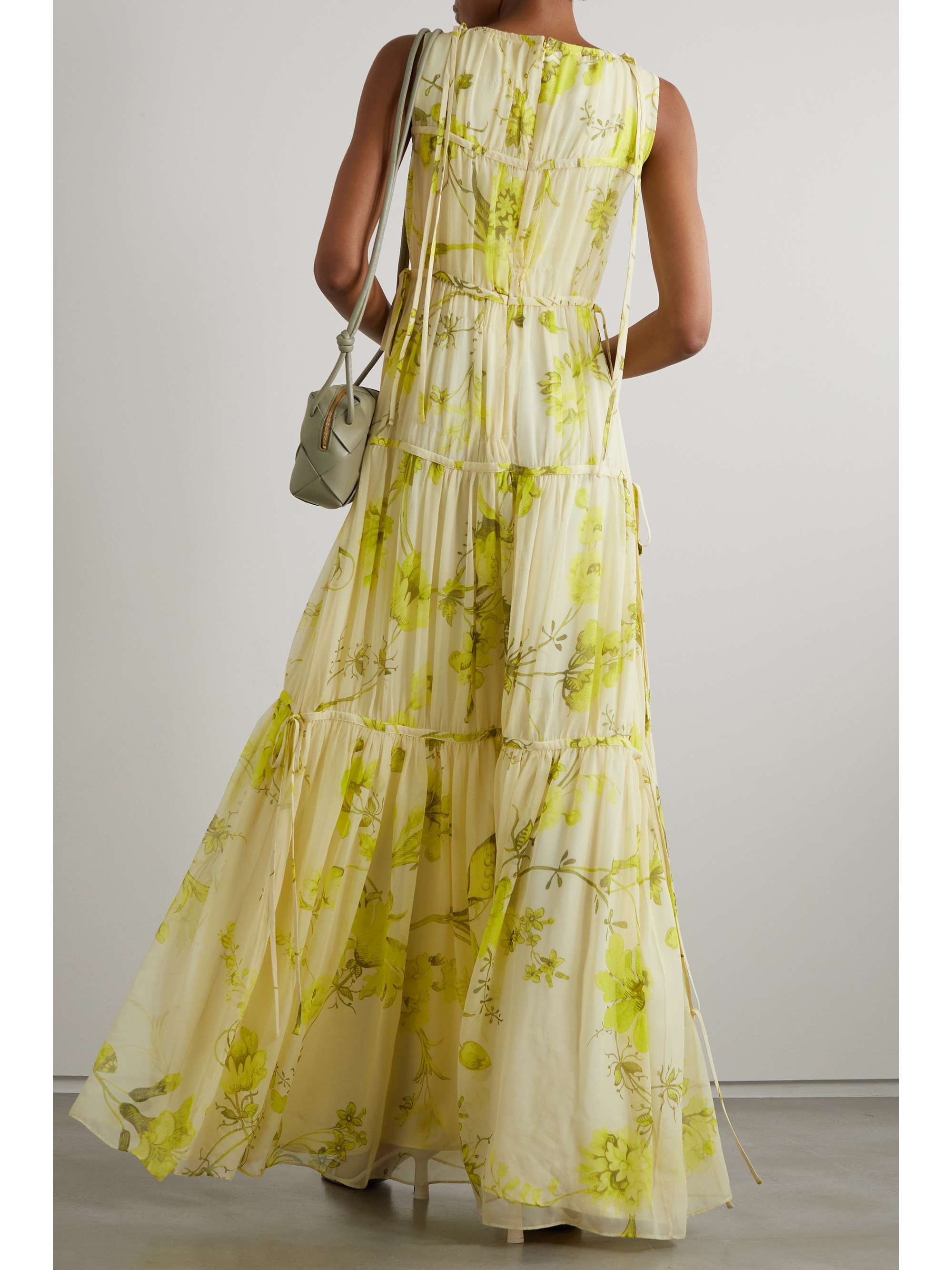 ERDEM Isla tie-detailed tiered floral-print cotton-voile gown