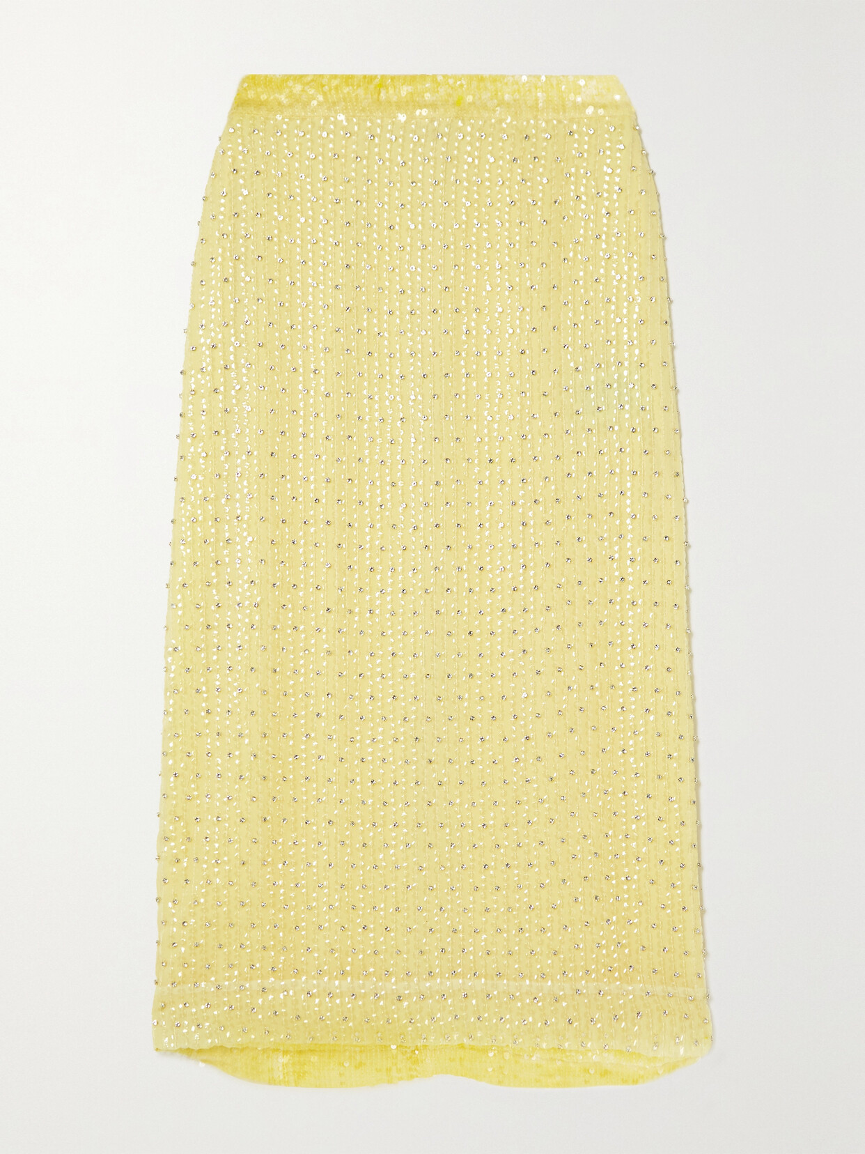 Erdem Mariana Embellished Crepe Midi Skirt In Yellow