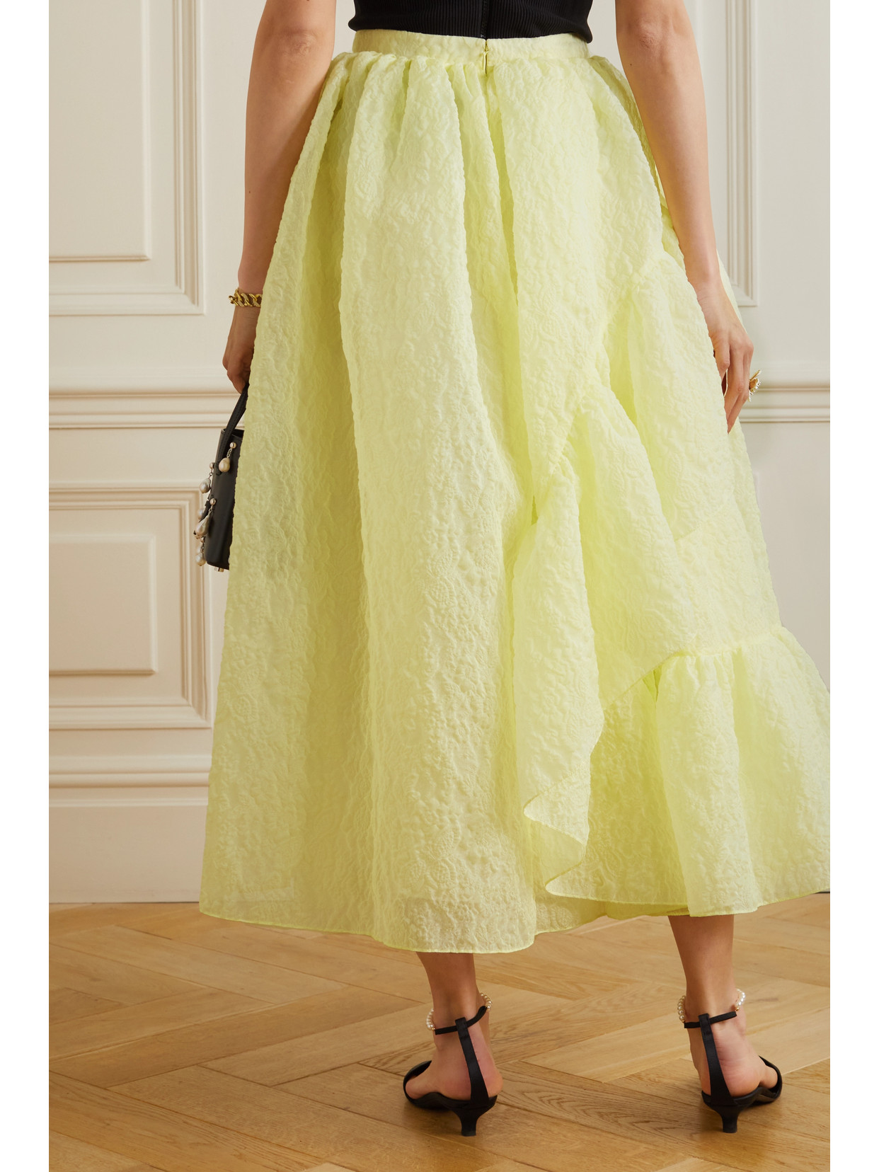 Marganita Ruffled Tiered Cloqué Midi