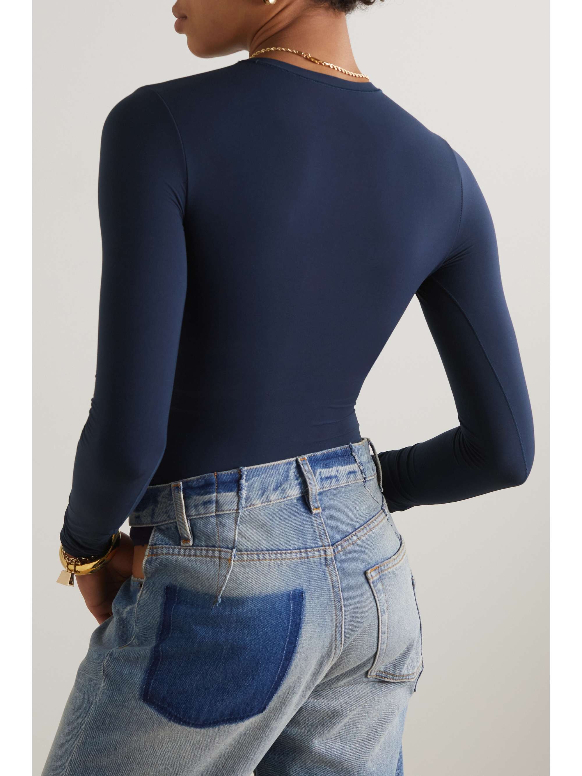 SKIMS Fits Everybody stretch-jersey thong bodysuit - Navy | NET-A-PORTER