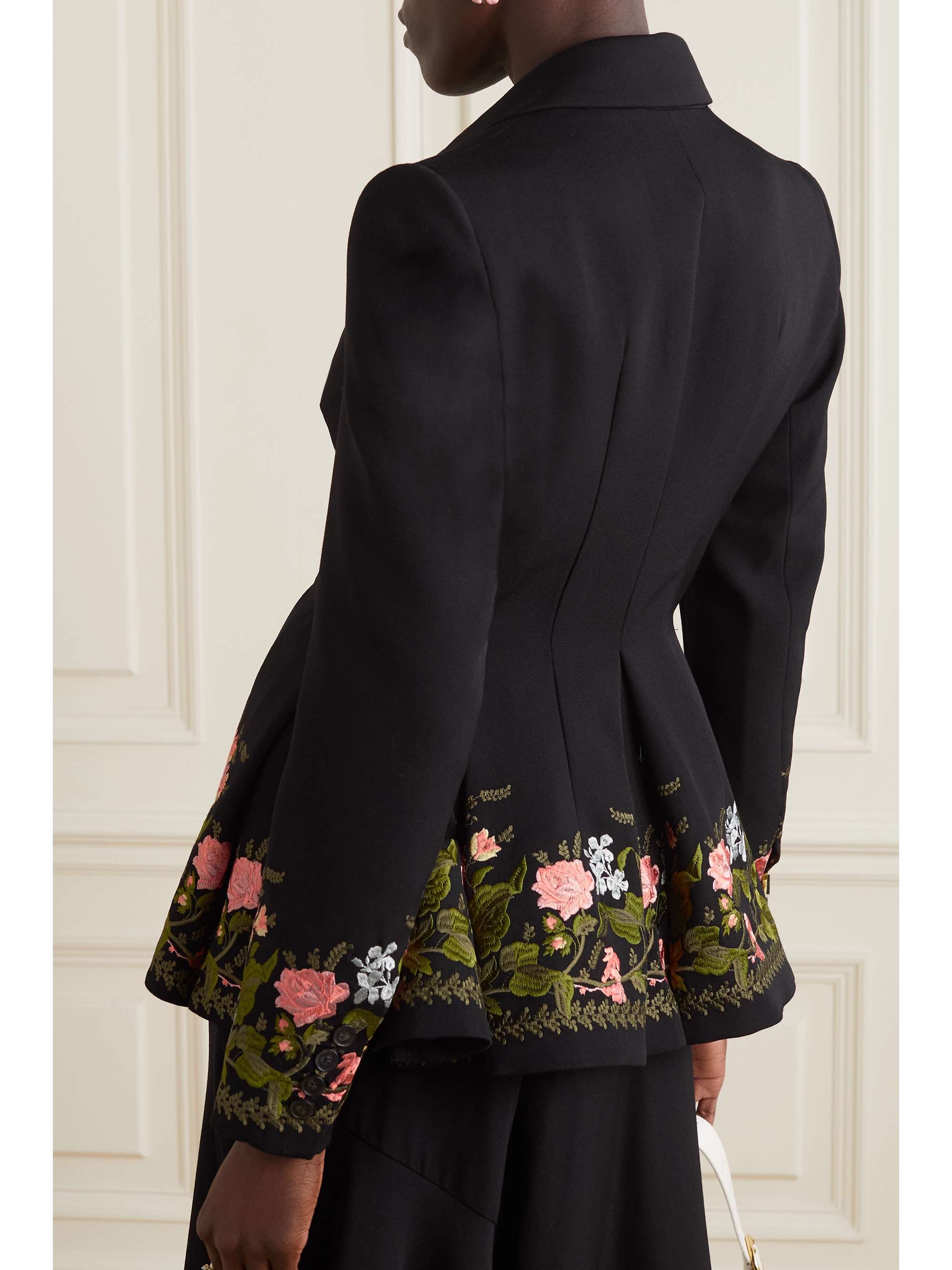 ERDEM Marlene embroidered grain de poudre cotton blazer