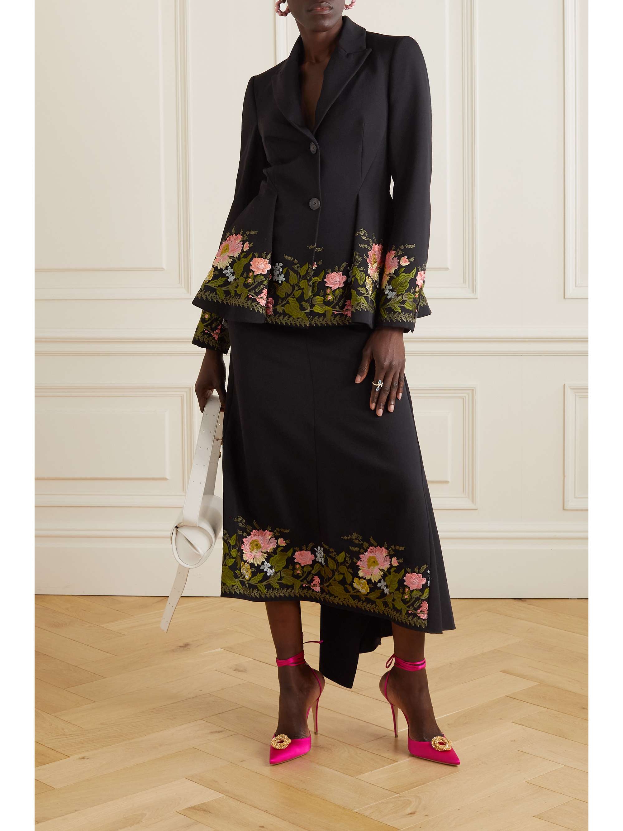ERDEM Marlene embroidered grain de poudre cotton blazer
