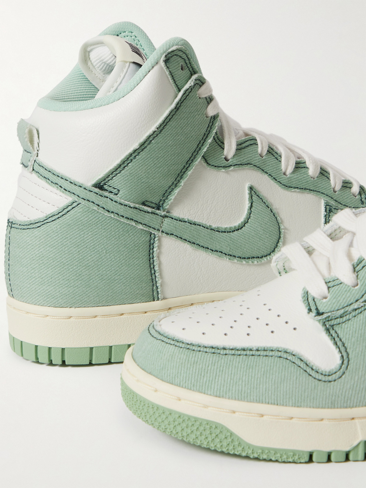 Dunk 1985 Topstitched Denim And Leather High-Top Sneakers