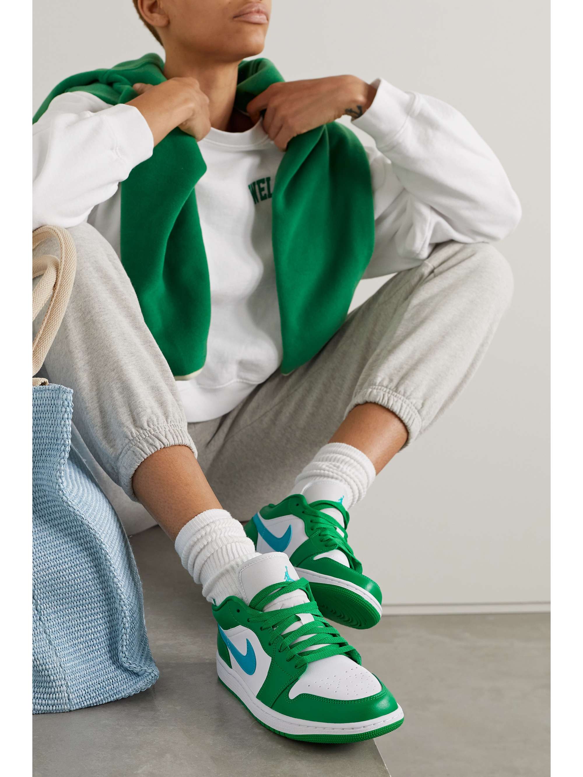 NIKE Air Jordan 1 Low colorblock leather sneakers NETAPORTER