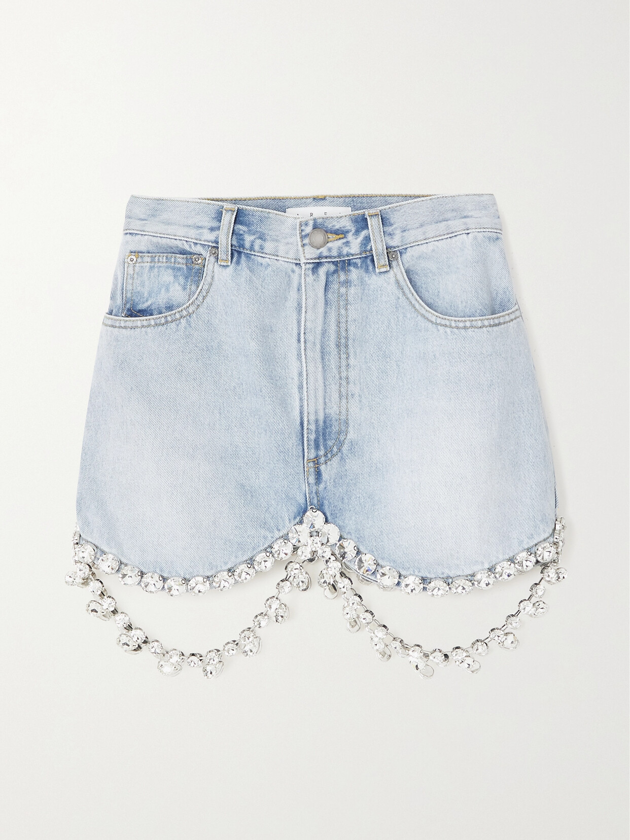 AREA - Crystal-embellished Denim Mini Skirt - Blue