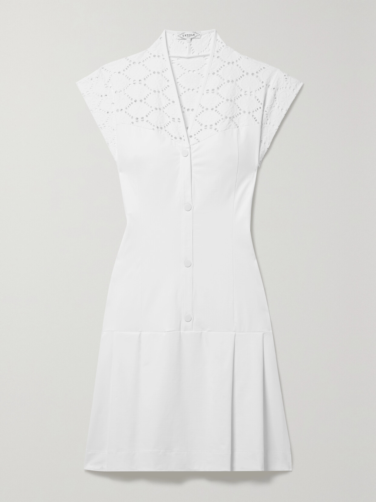 L'Etoile Sport Broderie Anglaise-trimmed Stretch-jersey Tennis Dress