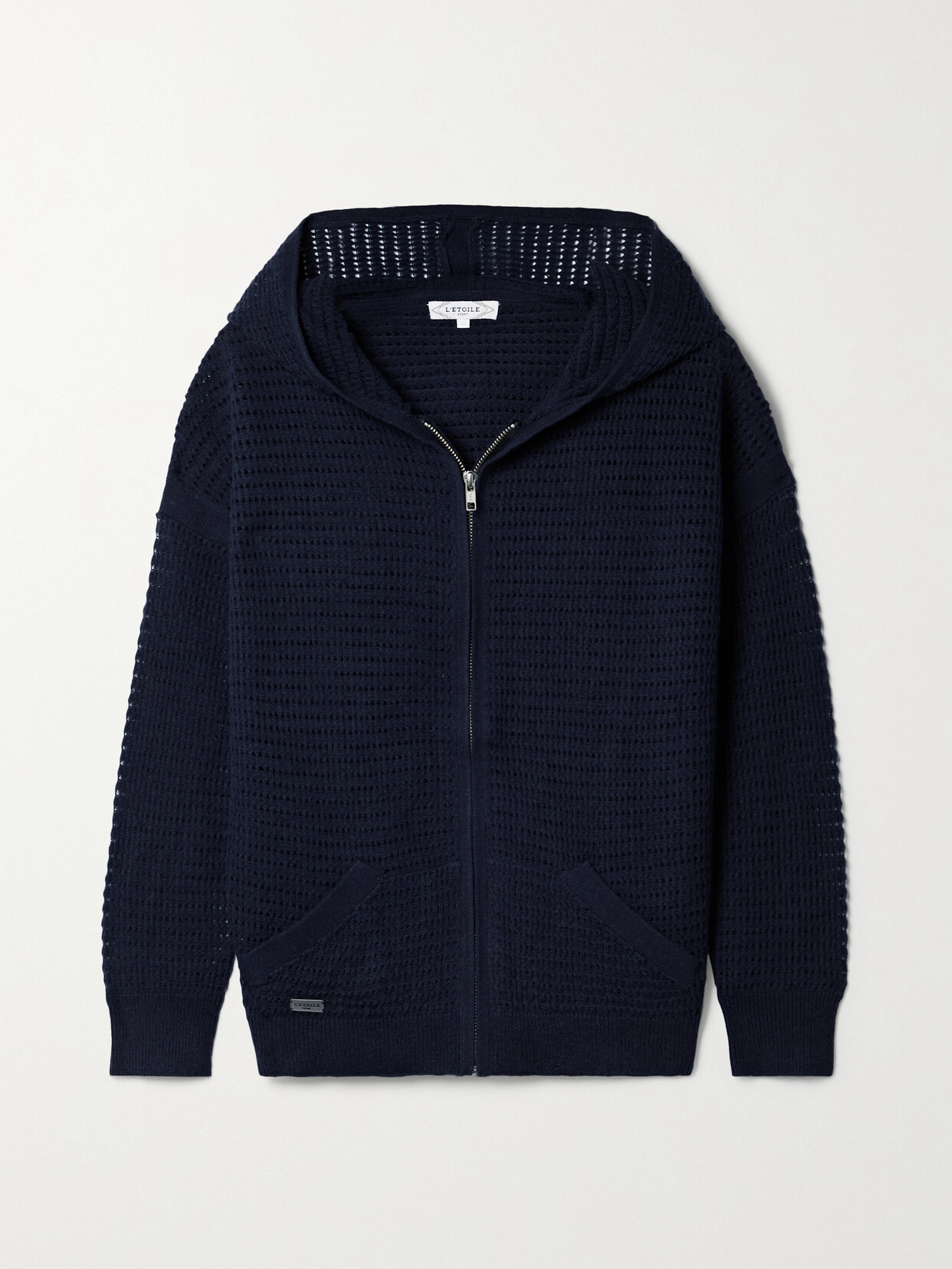 L'ETOILE SPORT - + Net Sustain Hooded Pointelle-knit Wool And Cashmere-blend Cardigan - Blue