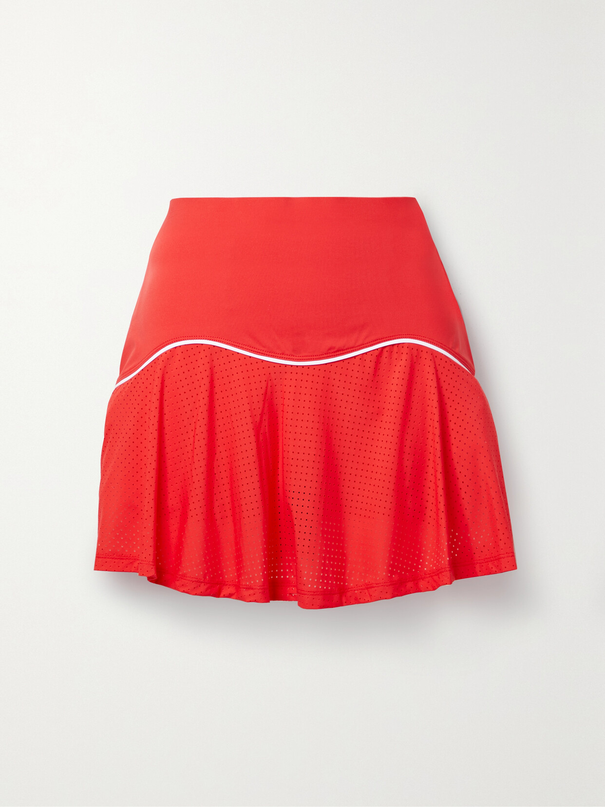 L'etoile Sport Stretch-jersey And Mesh Tennis Skirt In Red