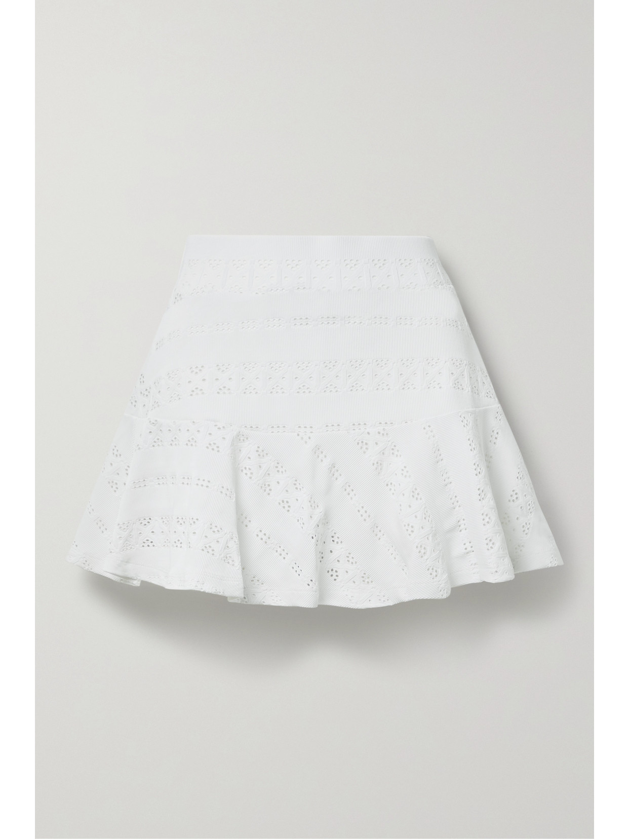 L'Etoile Sport Pleated Broderie Anglaise Ribbed Jersey Tennis Skirt