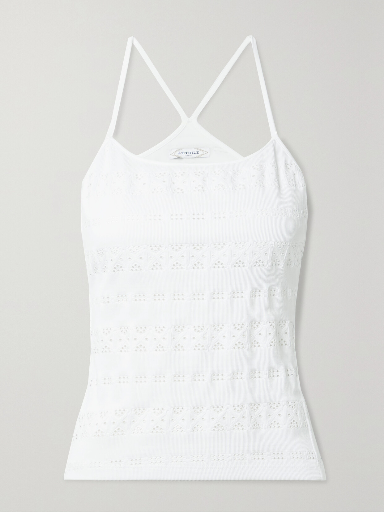 L'ETOILE SPORT - Ribbed Stretch-jersey And Broderie Anglaise Tank - White