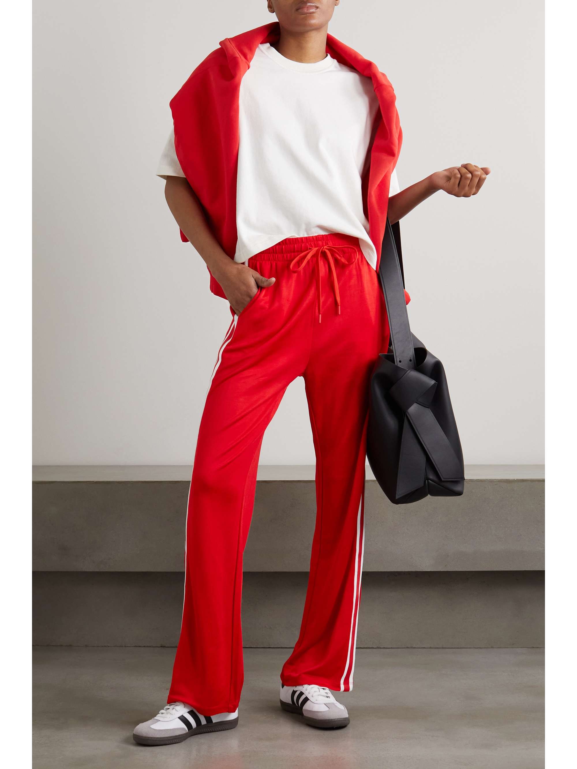 THE UPSIDE Celeste piqué-trimmed jersey straight-leg track pants