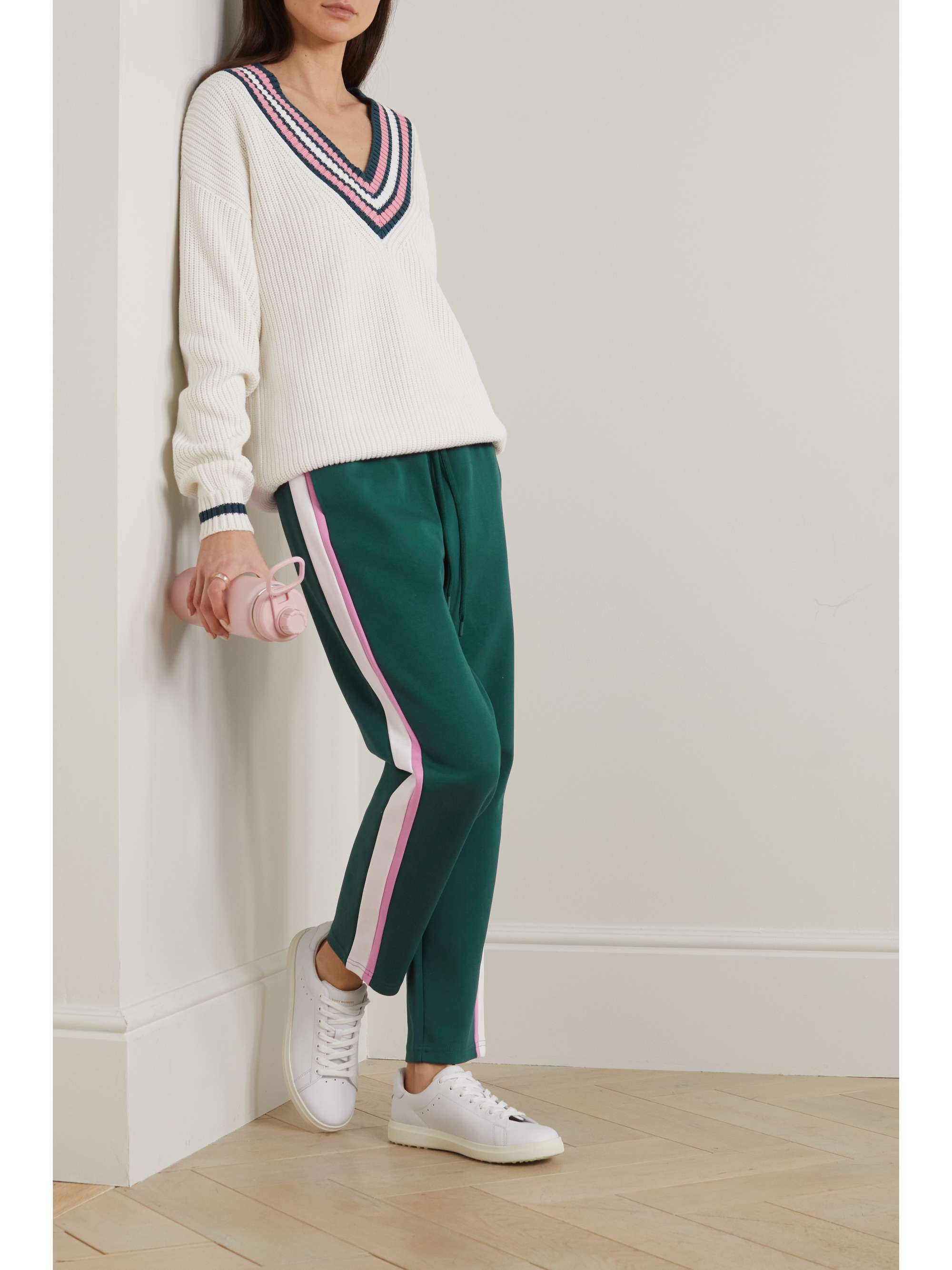 THE UPSIDE Franca striped organic cotton-jersey track pants