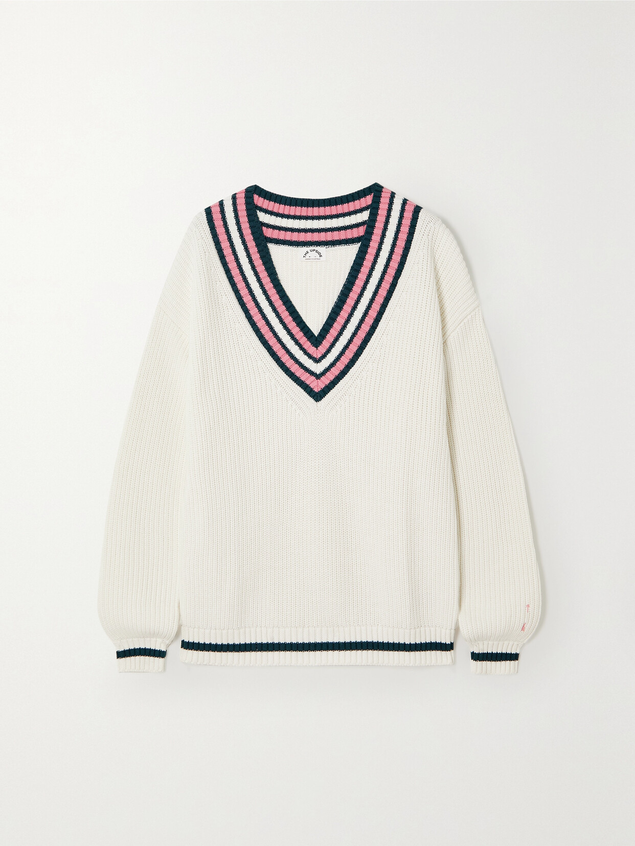 The Upside Louie Striped Knitted Sweater In White