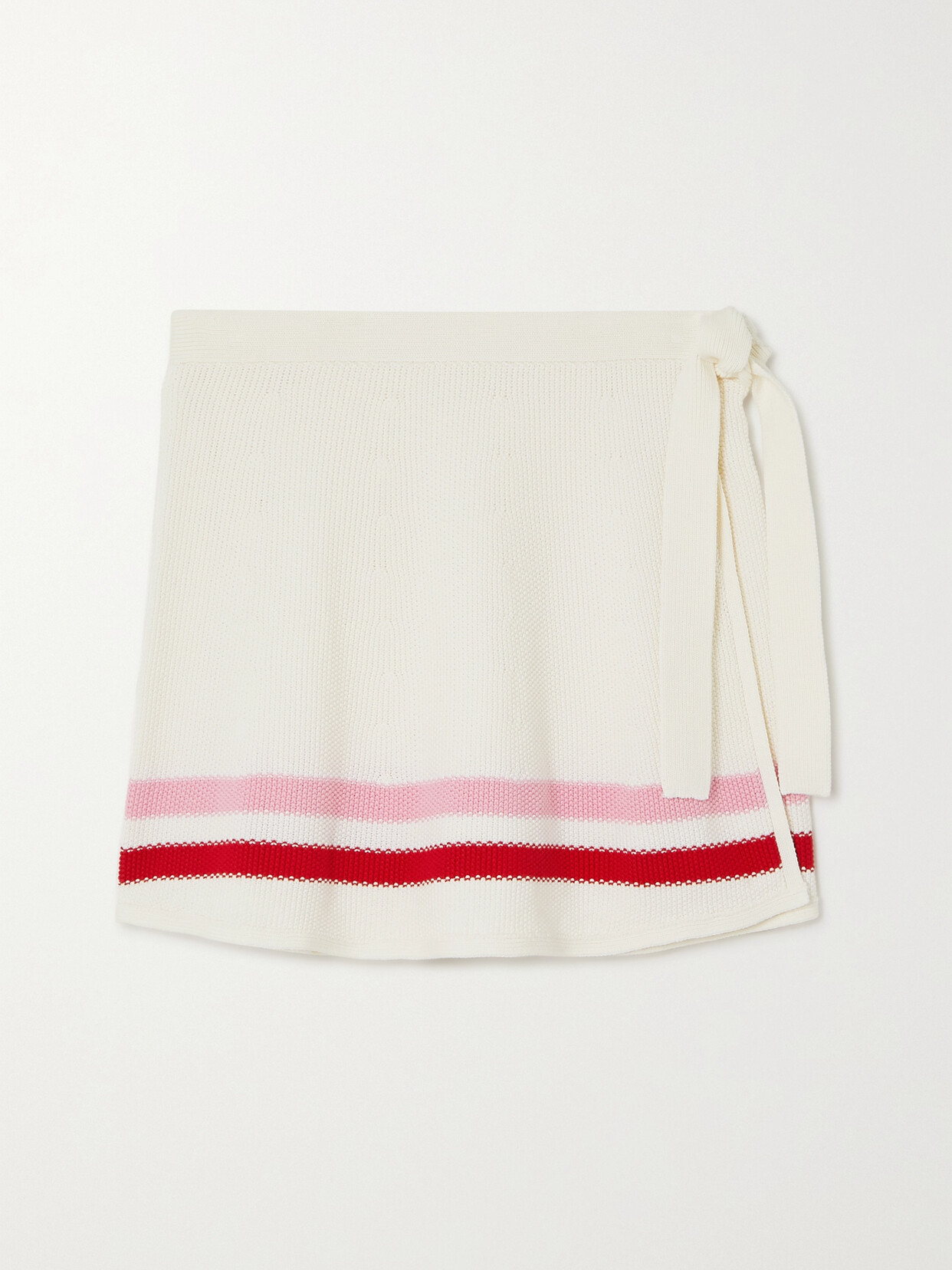 The Upside Salima Striped Cotton Mini Wrap Skirt In White