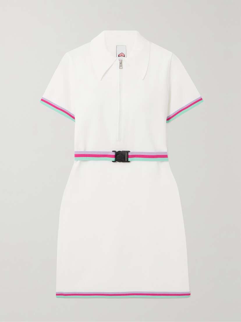 JETSET Tammy Belted Perforated Knitted Mini Dress