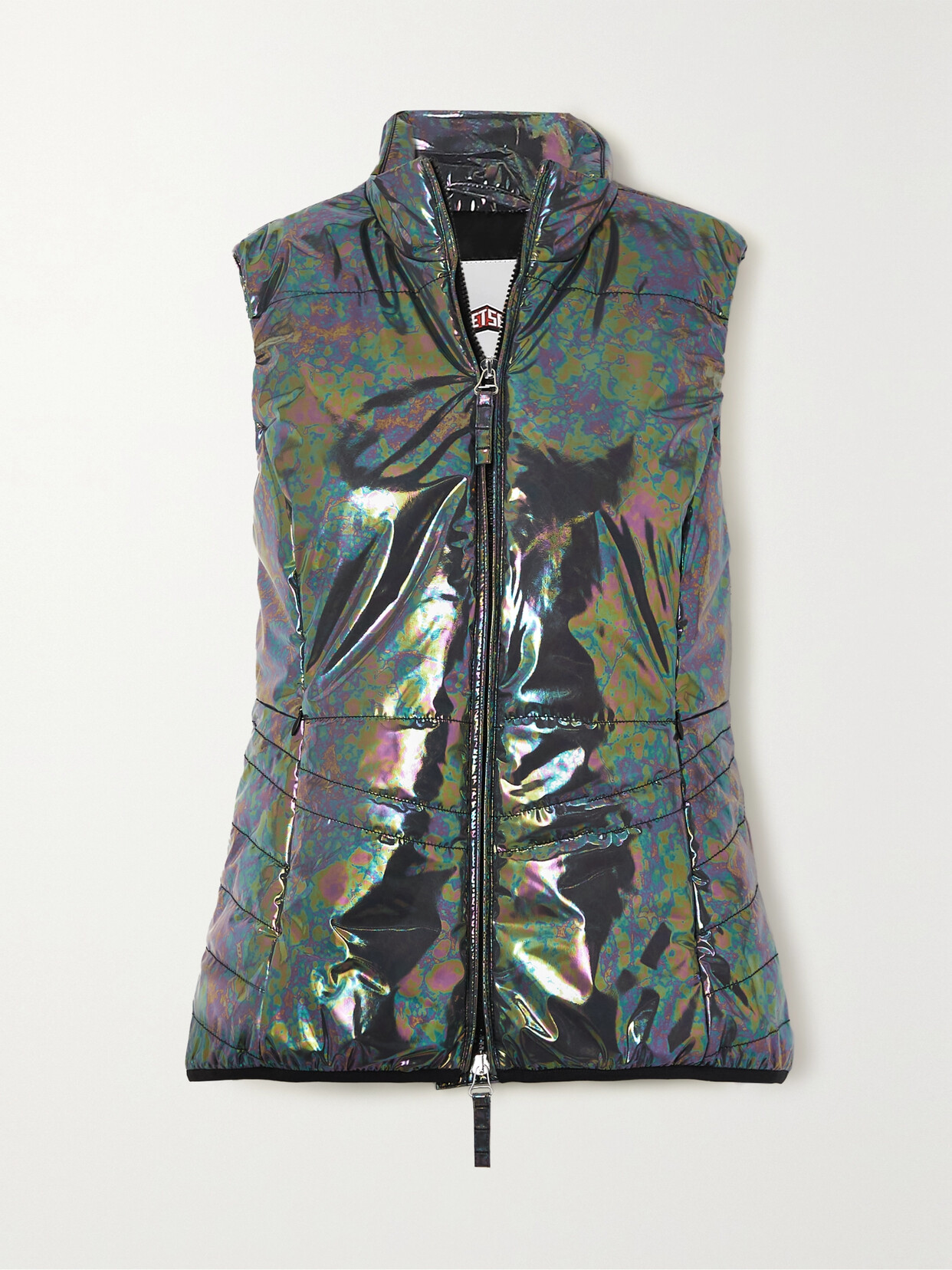 Jetset New Minou Padded Holographic Shell Vest In Metallic