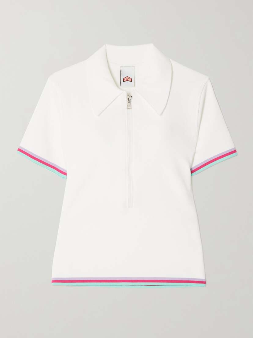 JETSET Paula Perforated Knitted Polo Shirt - x large