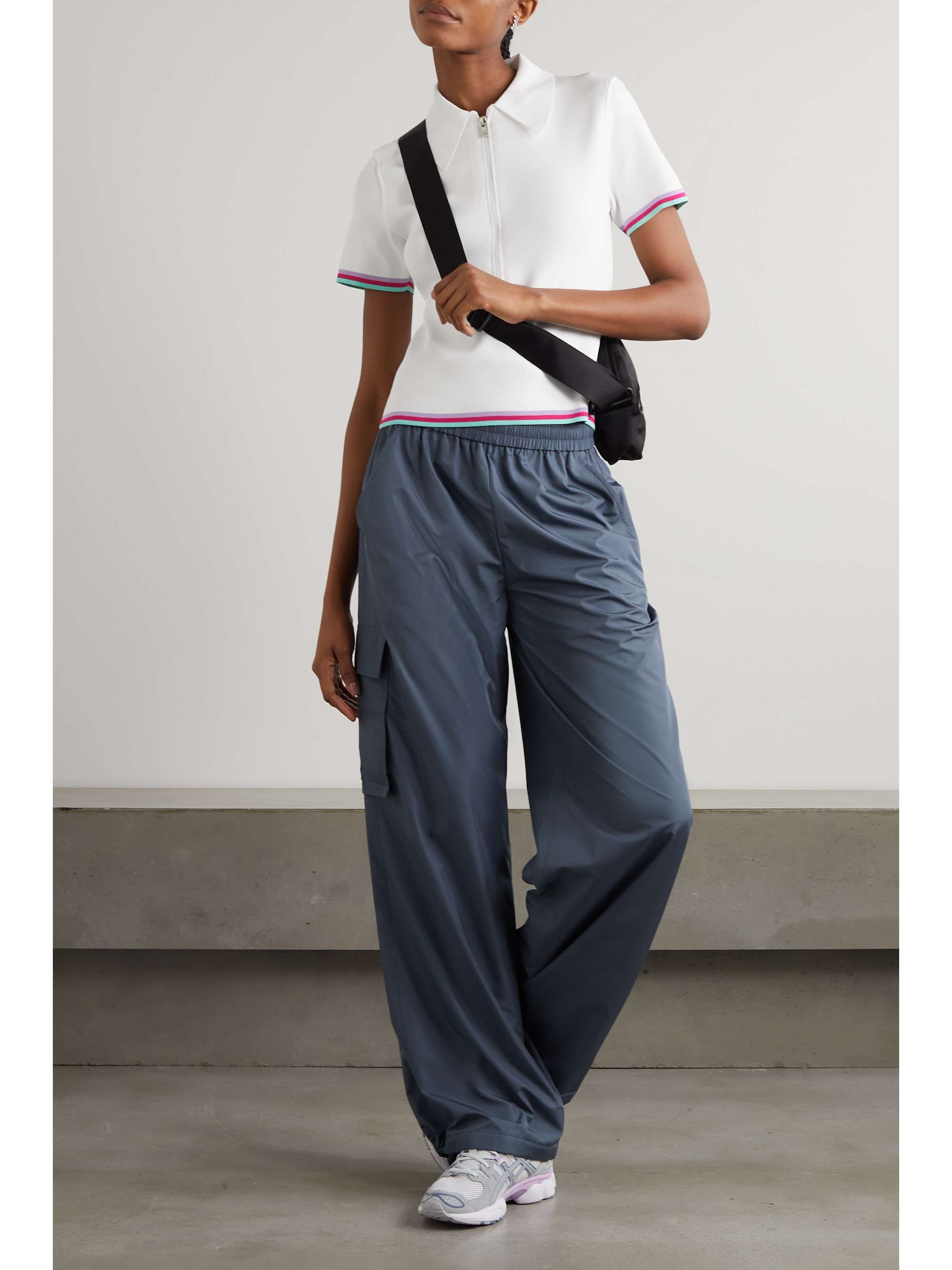 JETSET Paula perforated knitted polo shirt