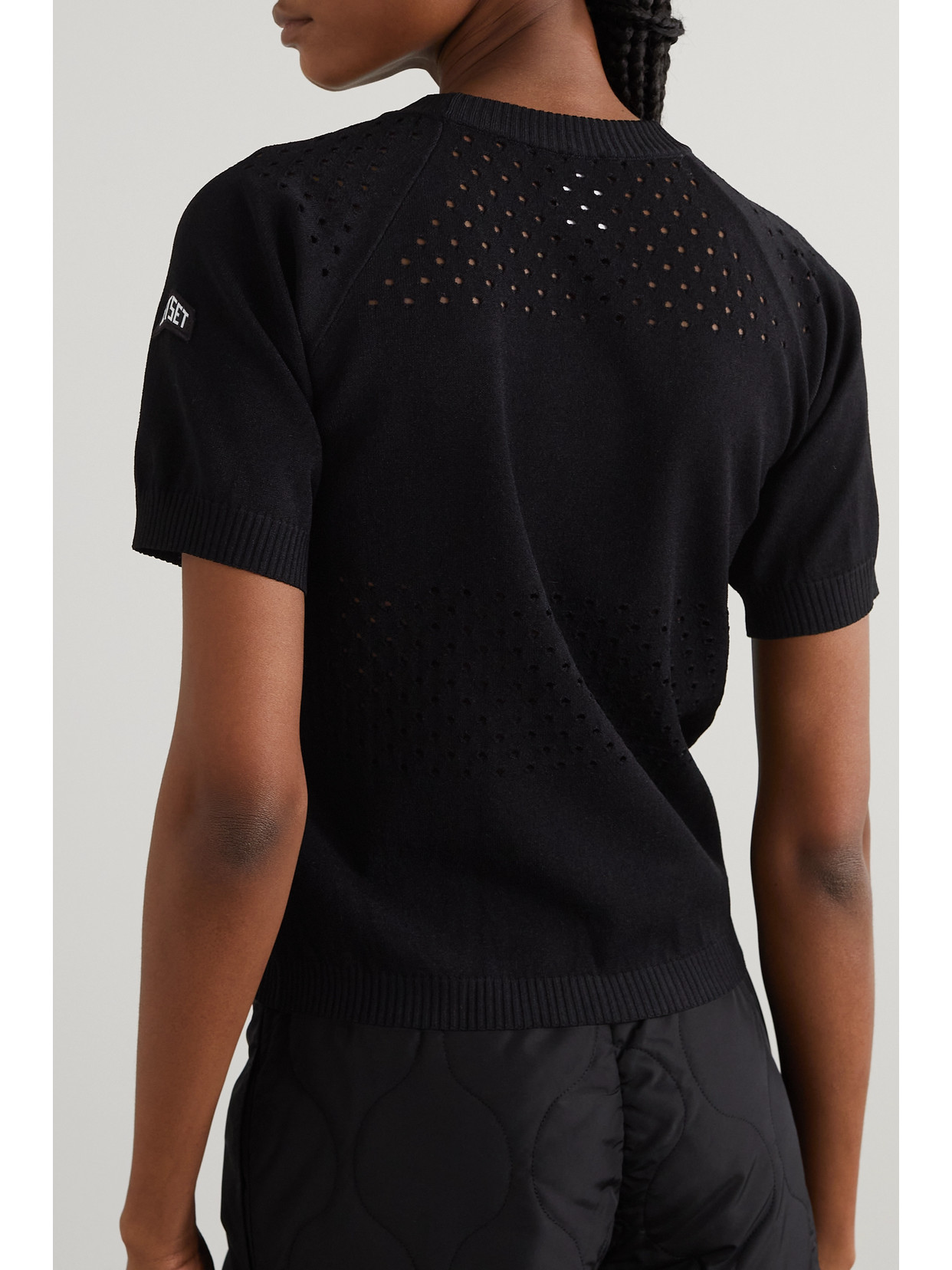 Jetset - Appliquéd Perforated T-Shirt