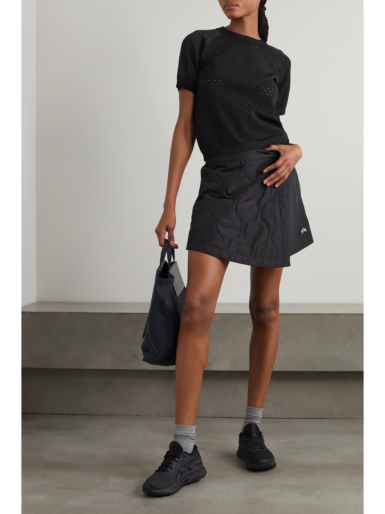 Jetset - Appliquéd Perforated T-Shirt